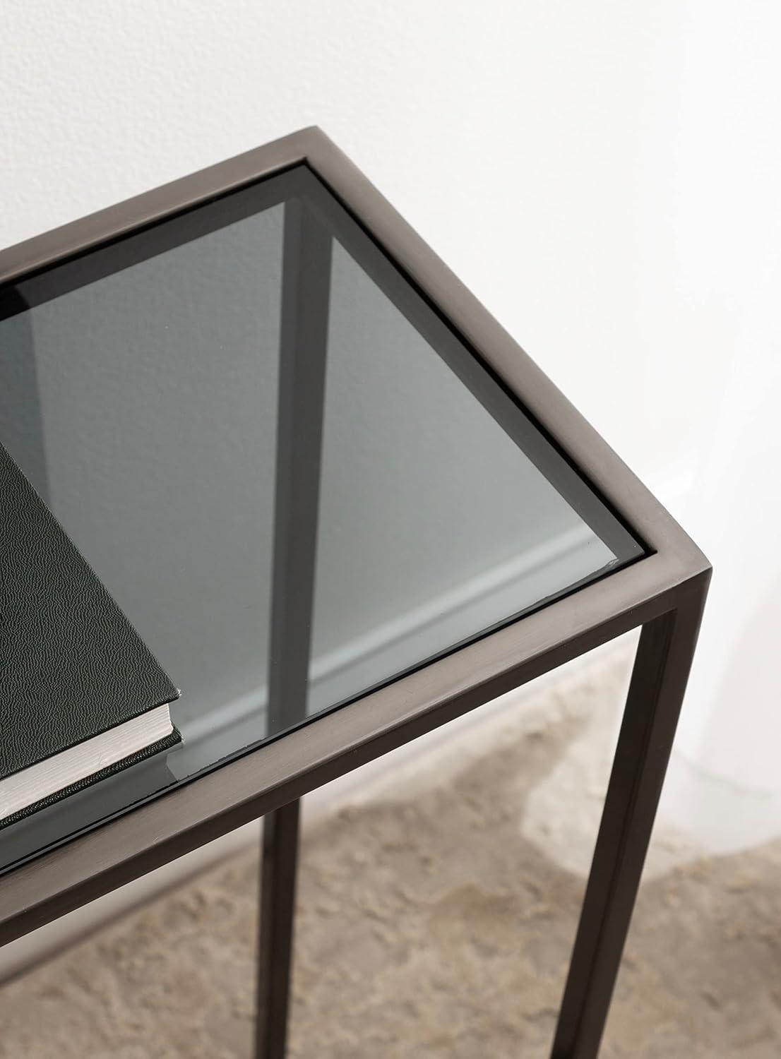 Kate and Laurel Jaspur Rectangle Metal Side Table, 16x8x24, Pewter