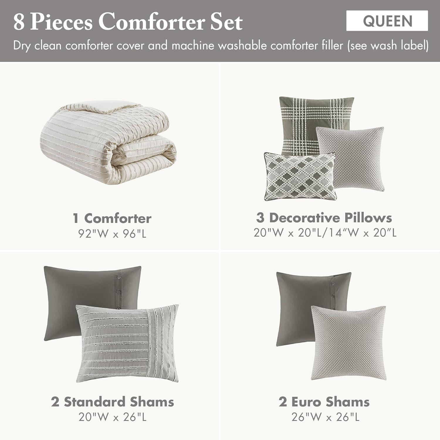 Madison Park Signature Madison Park Signature Essence Oversized Cotton Clipped Jacquard Comforter Set