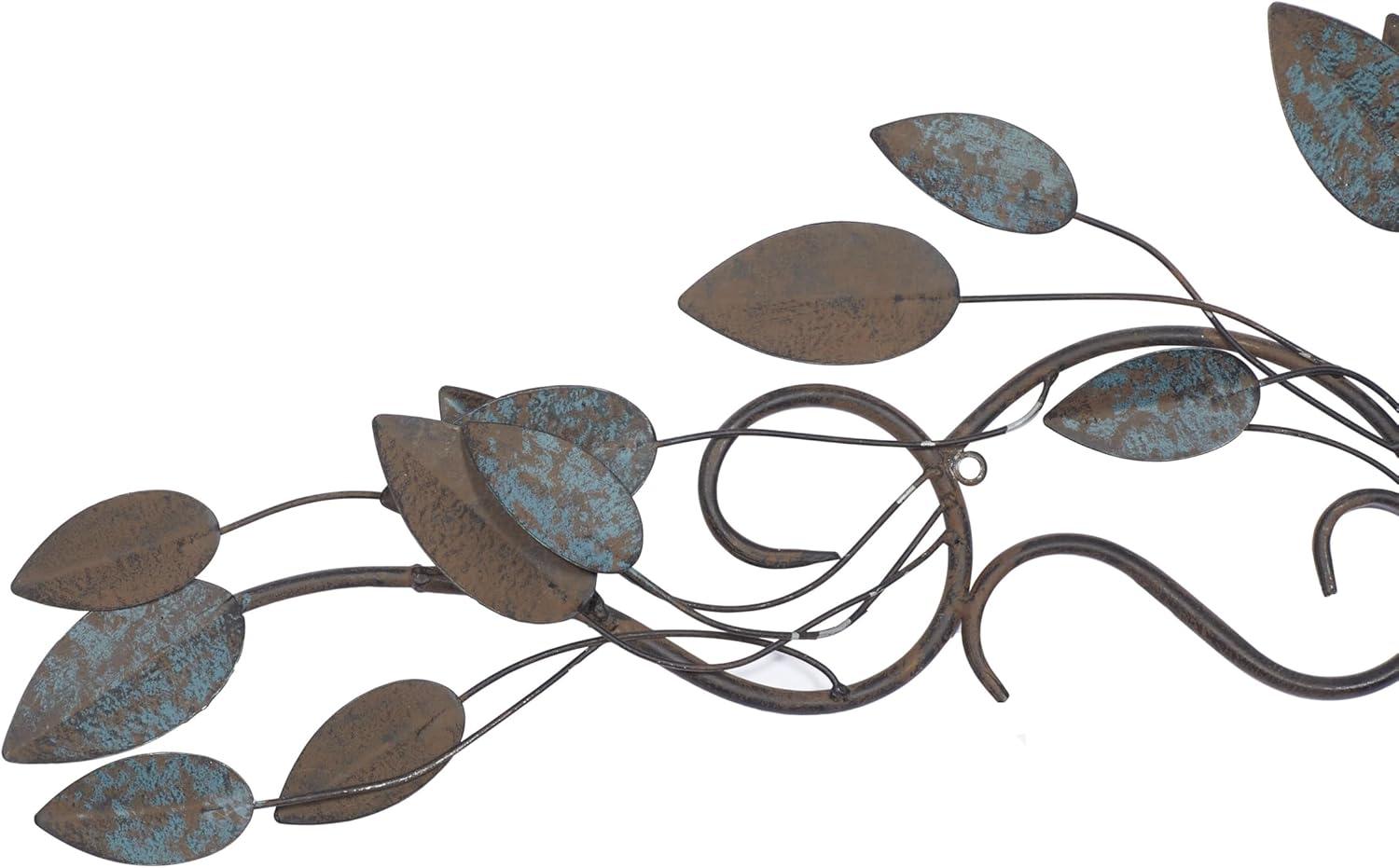 DecMode Blue Metal Scroll Leaf Wall Decor