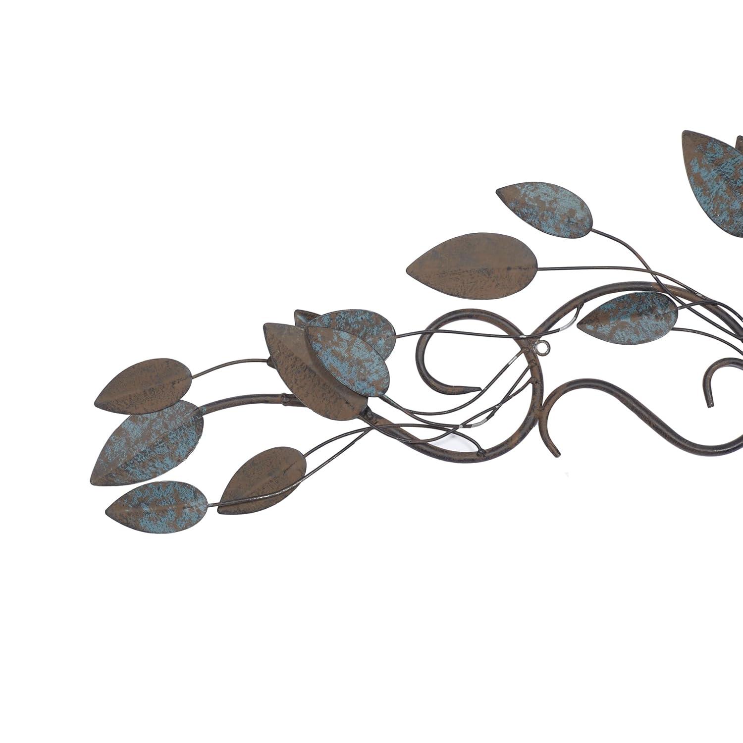 DecMode Blue Metal Scroll Leaf Wall Decor