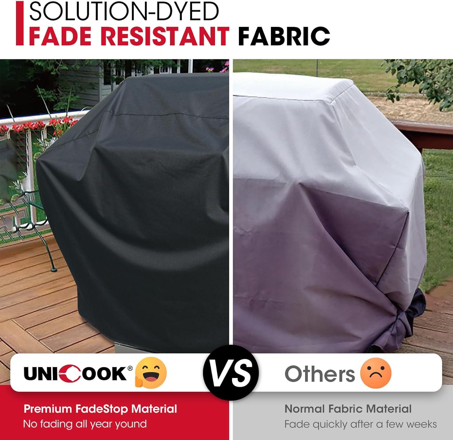 Unicook Gas Grill Cover 55 inch, Heavy Duty Waterproof BBQ Cover for Backyard Grill, Fade Resistant Outdoor Barbecue Cover, Fits Grills up to 52-in Wide