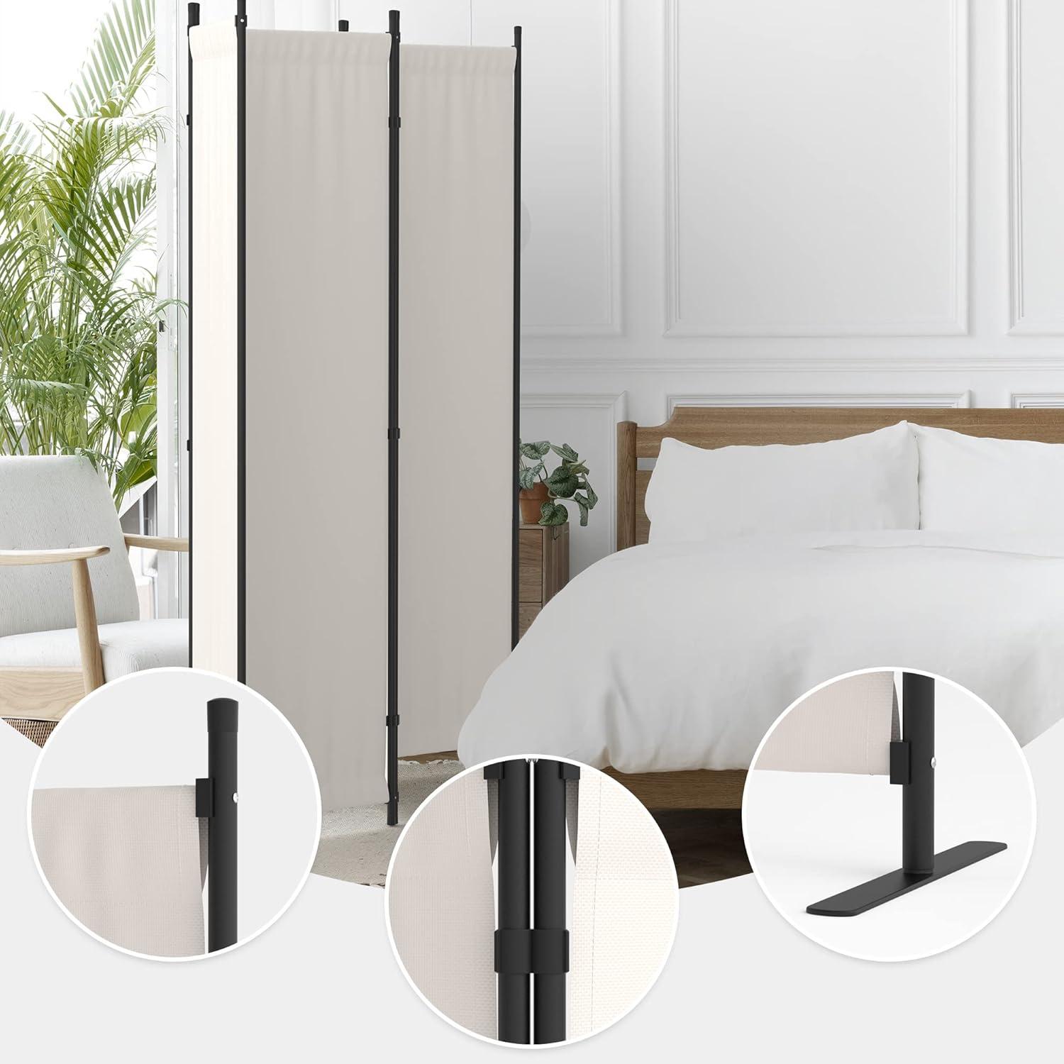 Room Divider Folding Privacy Screens 4 Panel Partitions 88" Dividers Portable Separating for Home Office Bedroom Dorm Decor (Grey)