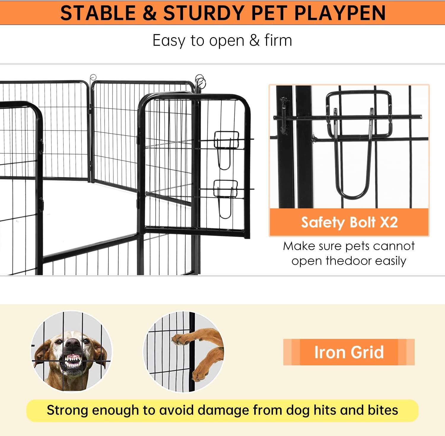 FDW Dog Playpen Pet Dog Fence 2-32 Panels  24/32/40"H Metal Dog Pen Outdoor Exercise Pen with Doors for Large/Medium /Small Dogs for RV,Camping,Yard