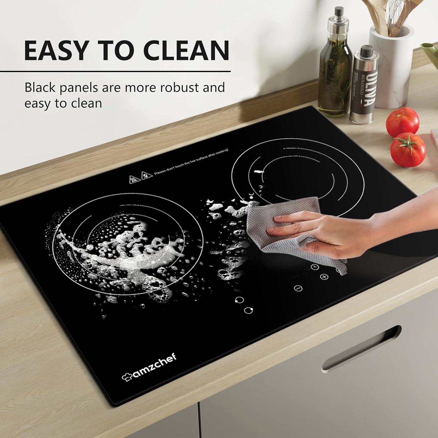 Black Ceramic 21" Dual Induction Cooktop with Digital Controls