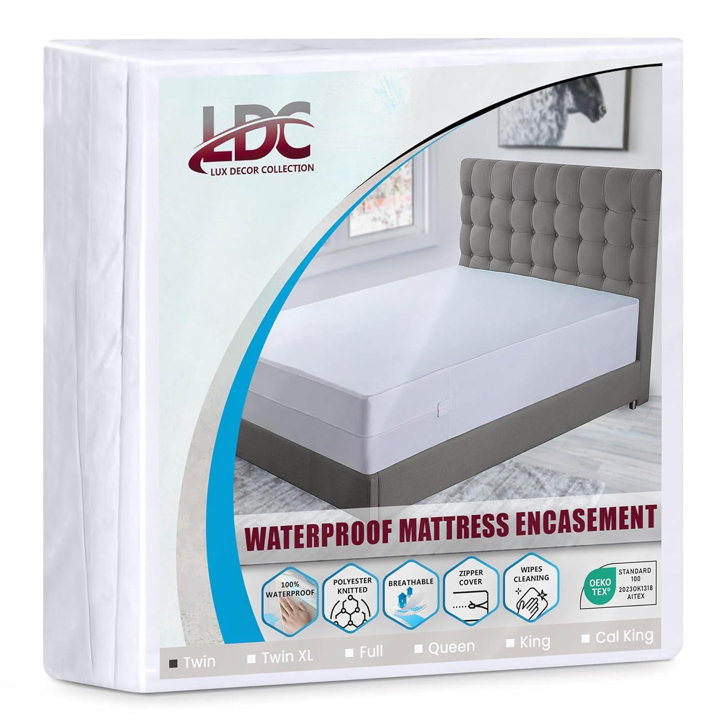 Lux Decor Collection Waterproof Zipper Encasement for Mattress Bed Bug Resistant & Hypoallergenic
