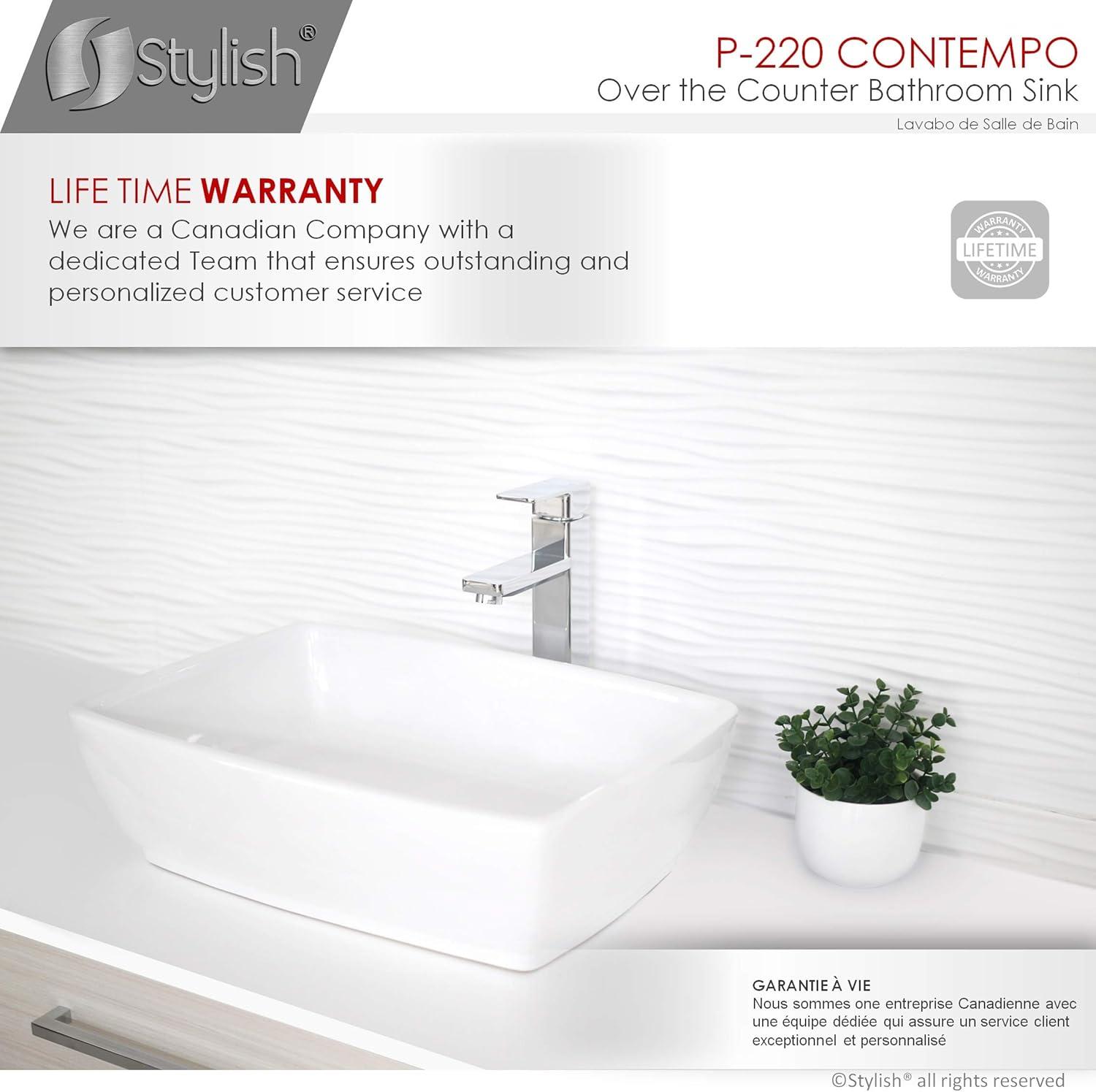 STYLISH Contempo 19"L White Rectangular Vessel Sink