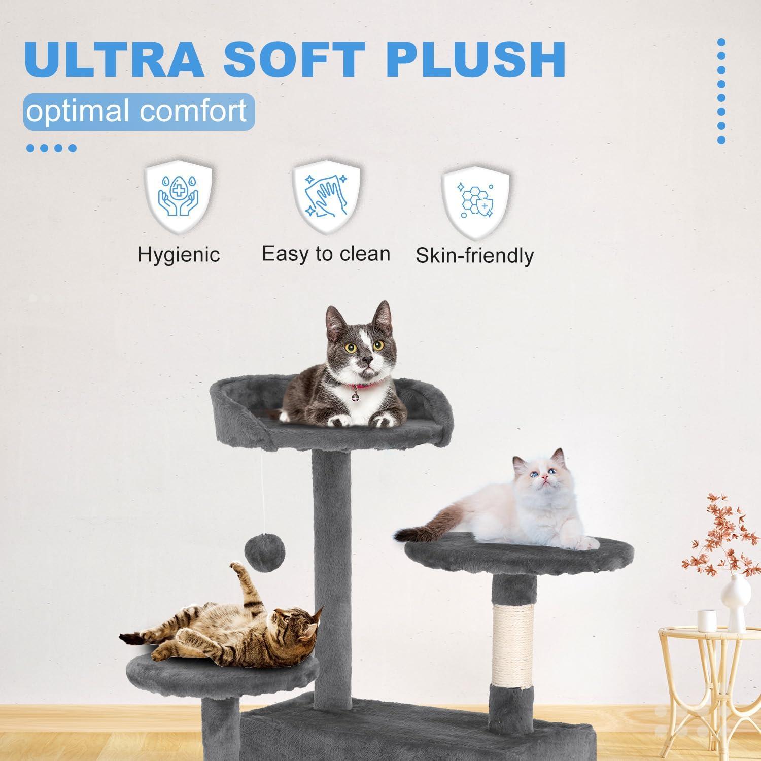 CL.HPAHKL 54in Cat Tree Tower, Multi-Level Cat Tower Furniture Activity Center with Platform Scratching Posts Stand House Condo and Toy, Cat Condos for Indoor Cats Kitten Activity Relaxing, Light Gray