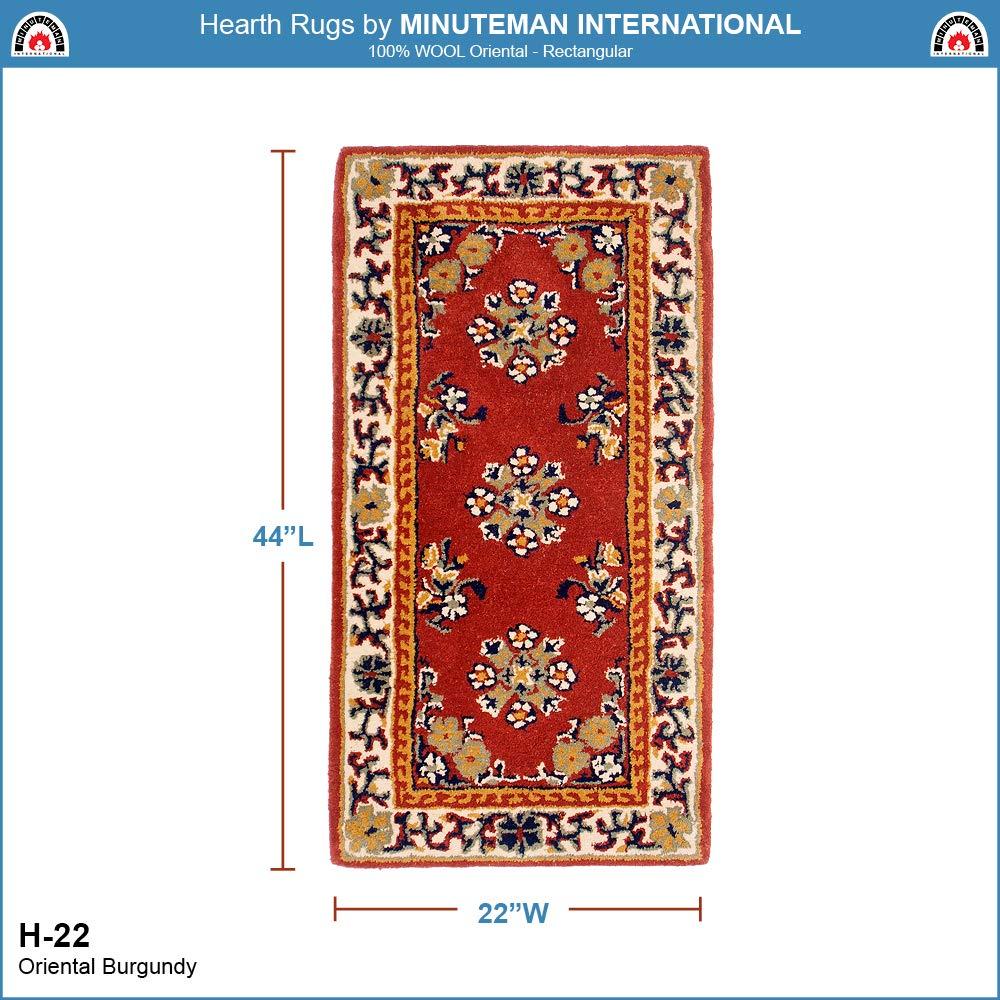 ACHLA Designs 44" Long Minuteman International Oriental Rectangular Hearth Rug: Wool, Fire-Resistant