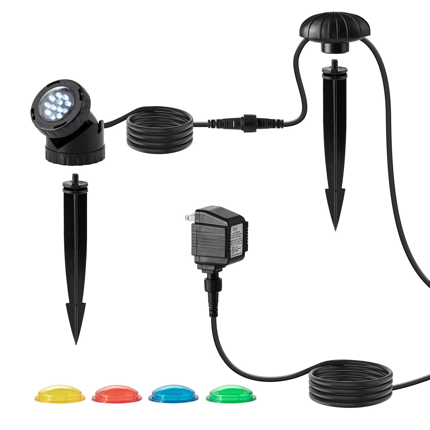LED Submersible Light with Photocell & Transformer - Alpine Corporation: Weather-Resistant, Electric Powered Landscape Ground Spotlight