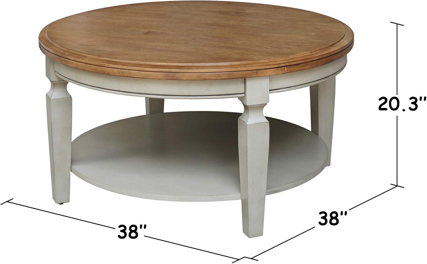 Vista Round Coffee Table Brown - International Concepts: Modern Two-Tone Wood, Fixed Shelf, 20.3"H x 38"W