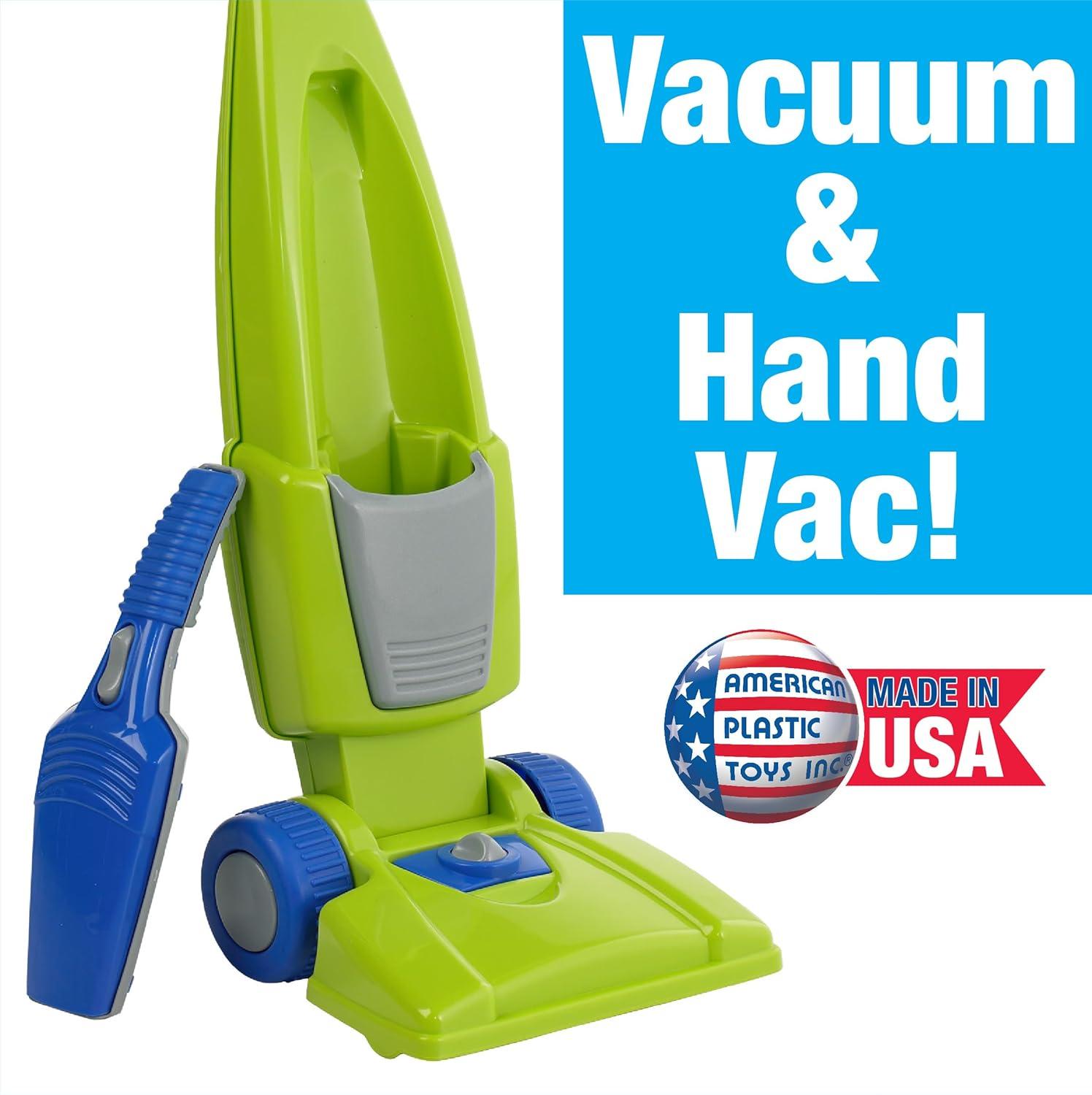 Green and Blue Kids' Pretend Vacuum Set with Hand Vac