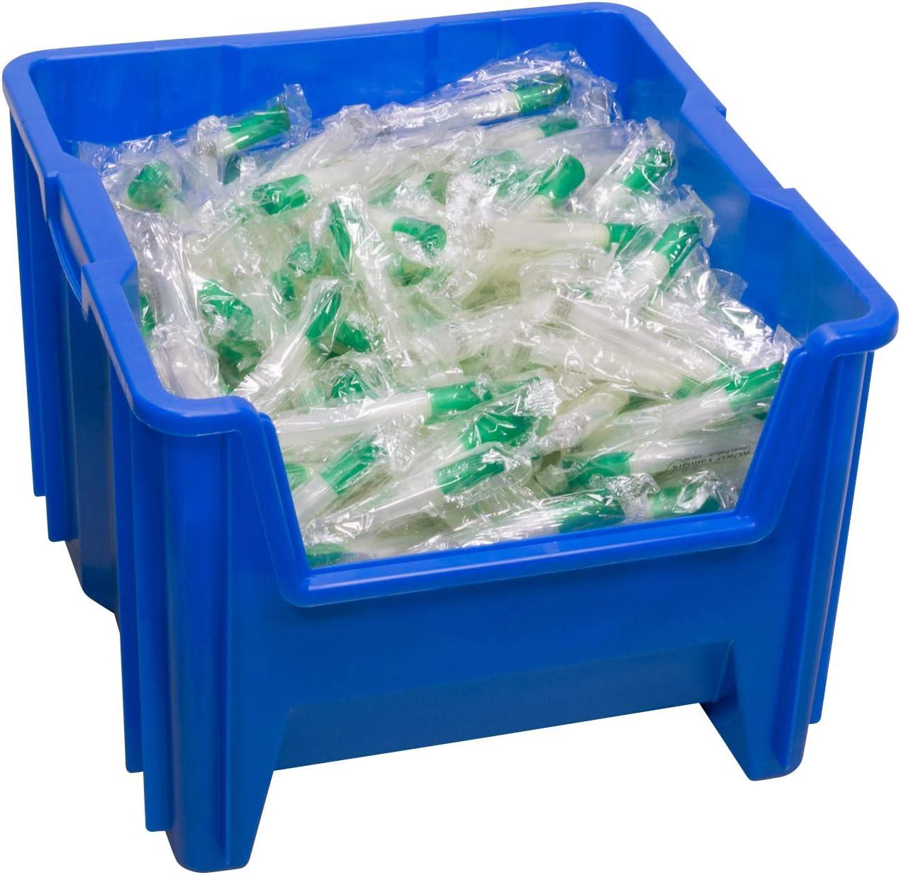 Blue Heavy Duty Stackable Plastic Storage Bin with Handle