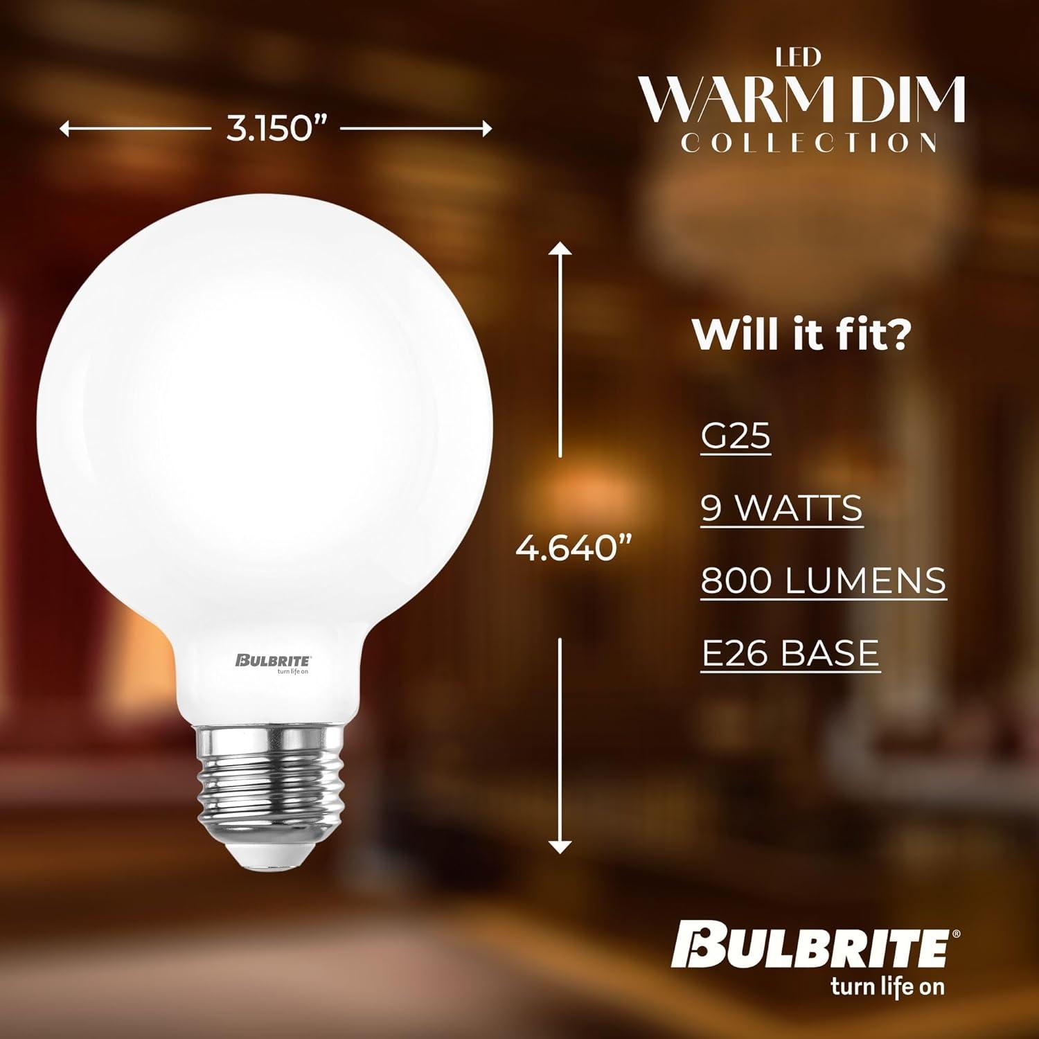 Milky White LED G25 Globe Bulb with Warm Dimming