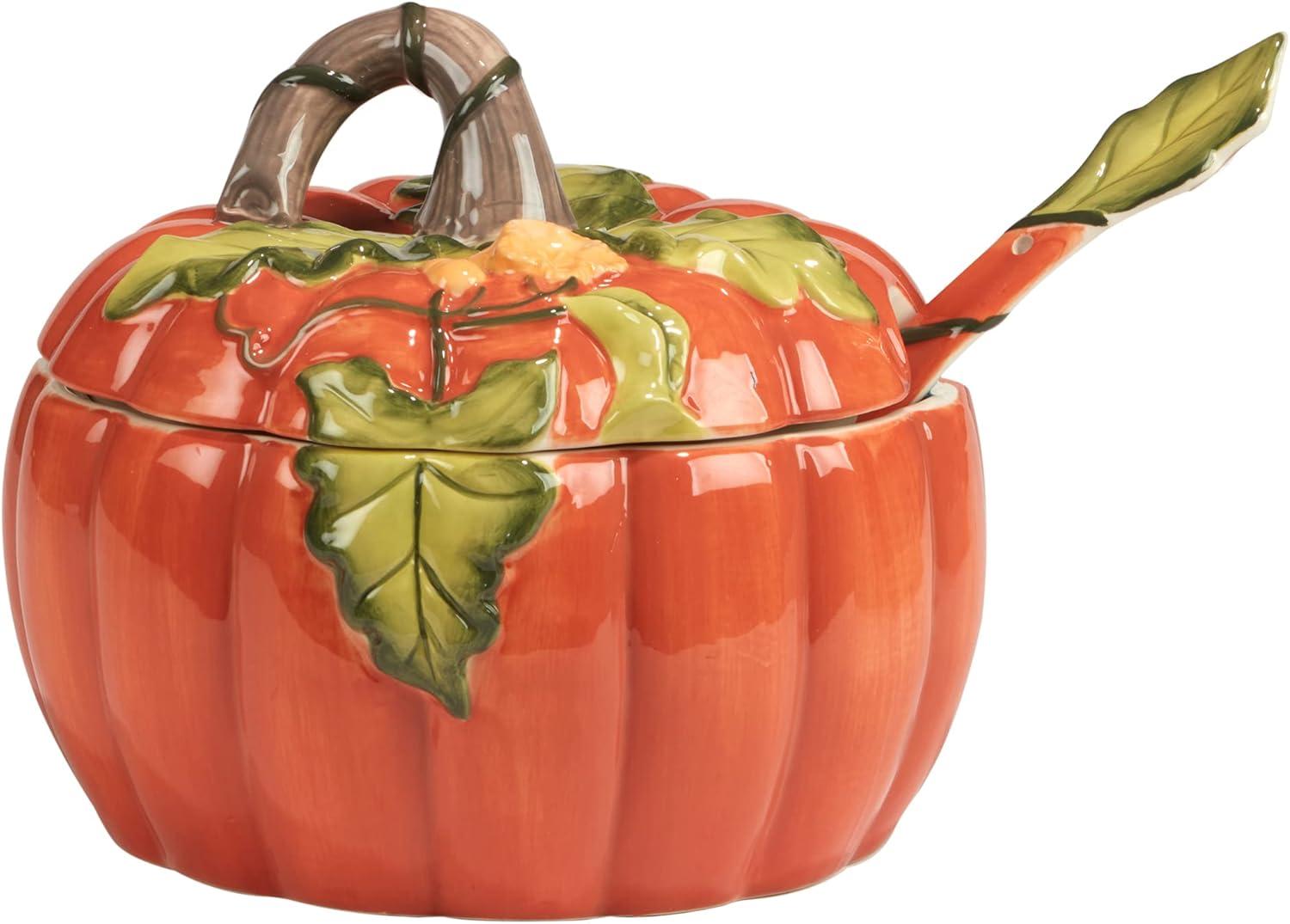 Certified International Harvest Morning Pumpkin Tureen with Ladle, 112 oz, Multicolored