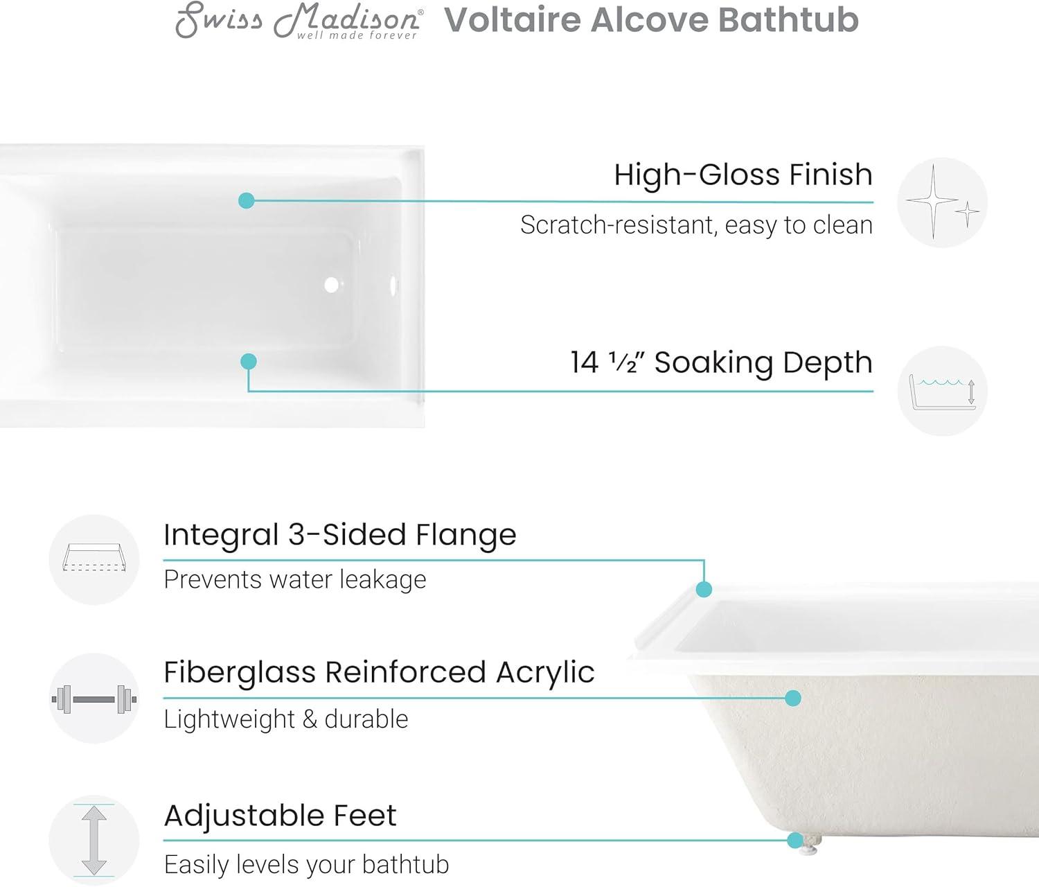 Voltaire 60" x 32" Alcove Bathtub