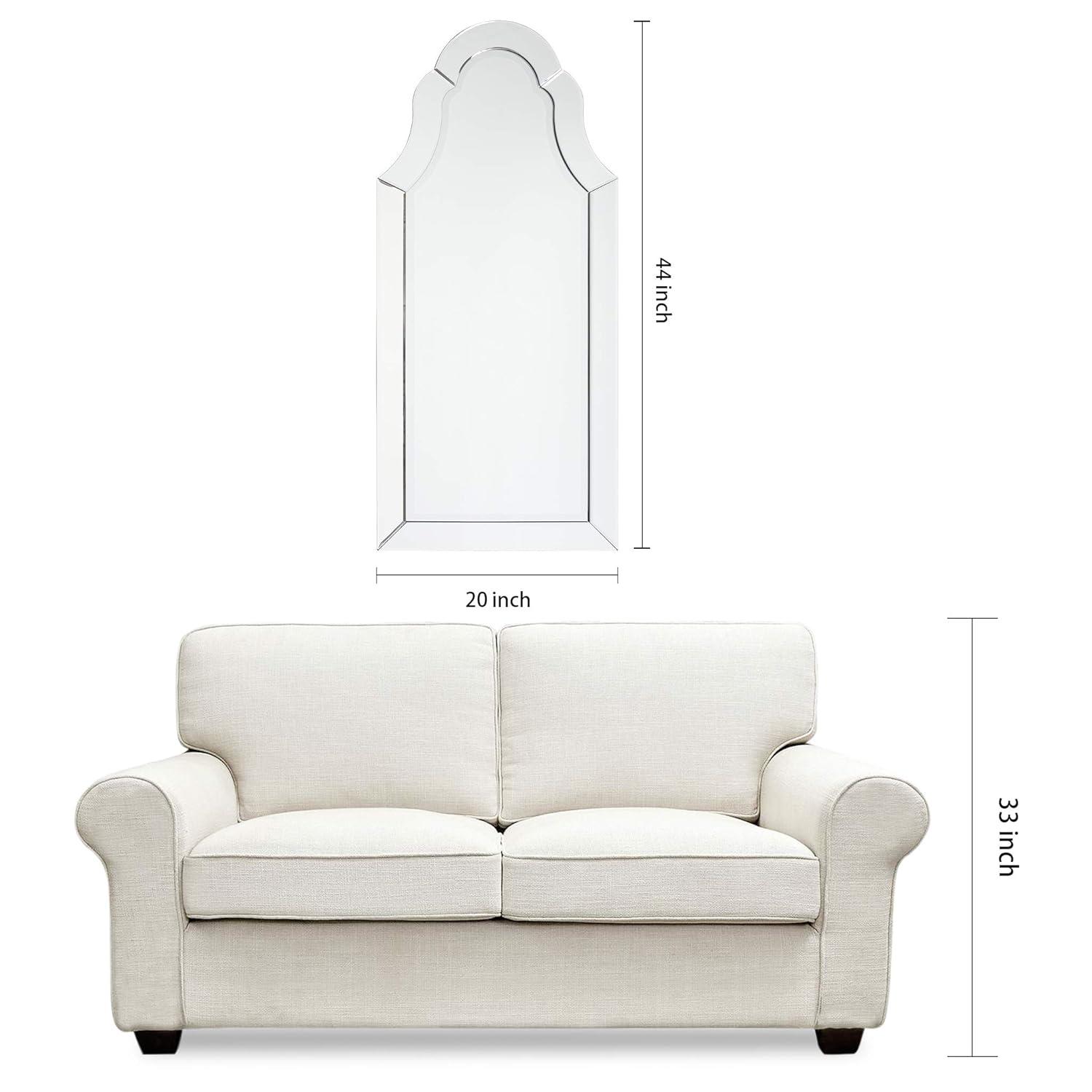 Empire Art Direct Arch Elegant Beveled Wall Mirror I Bathroom, Vanity, Bedroom Mirror - Clear - 20 x 44