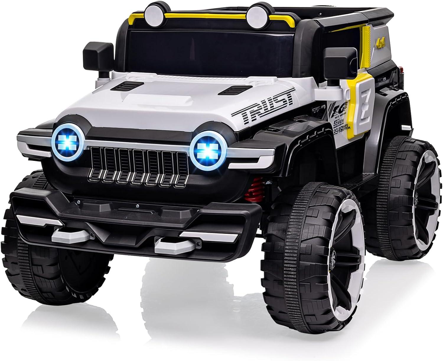 White 12V Dual Seater Off-Road Truck with Remote Control