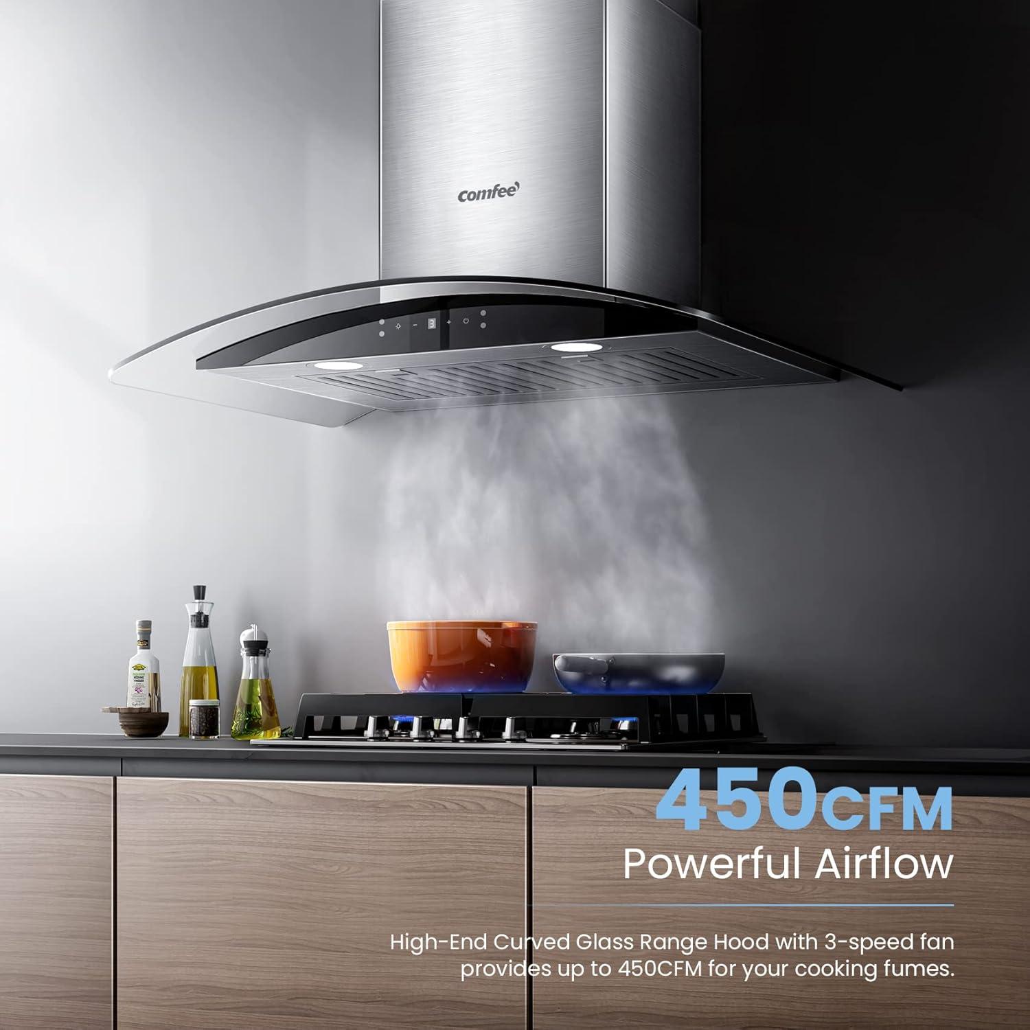 30-Inch Stainless Steel Convertible Wall Mounted Range Hood