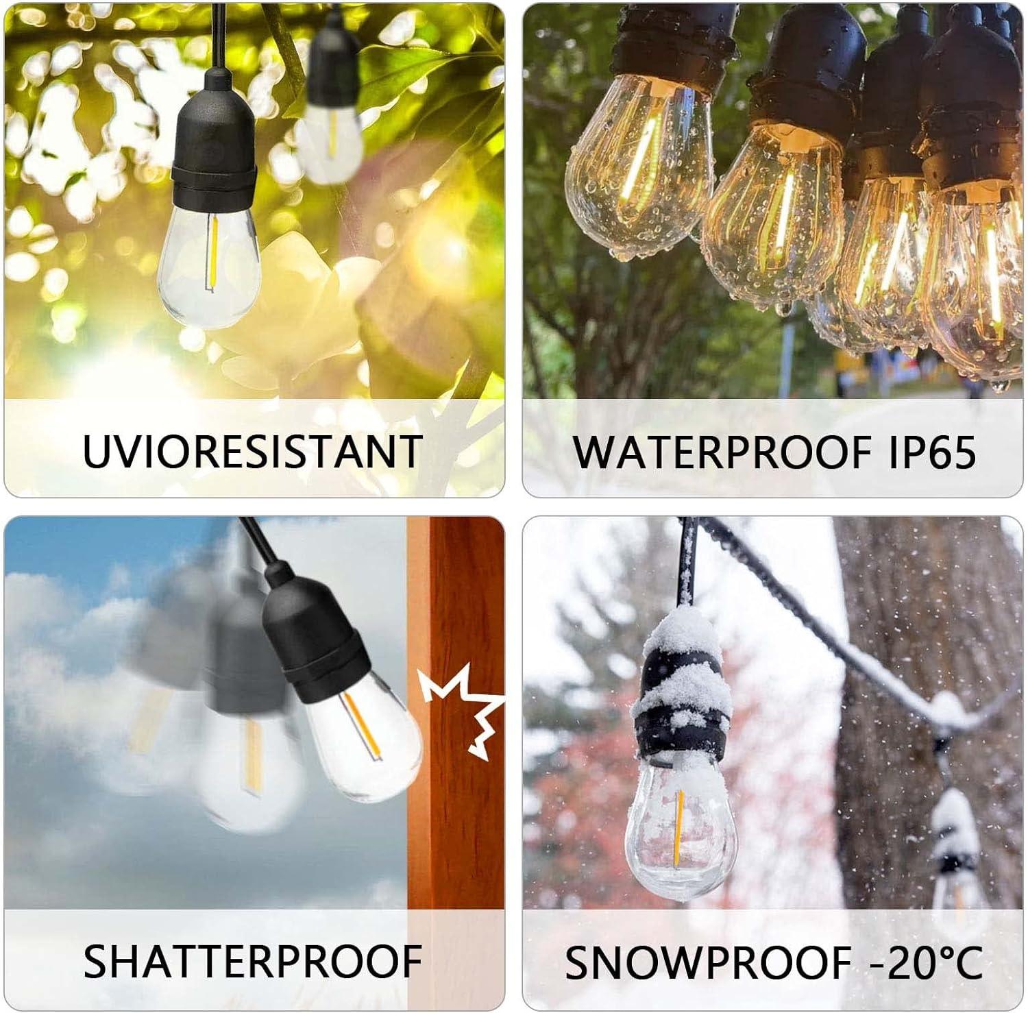 15-Pack Clear LED S14 Warm White Outdoor String Light Bulbs