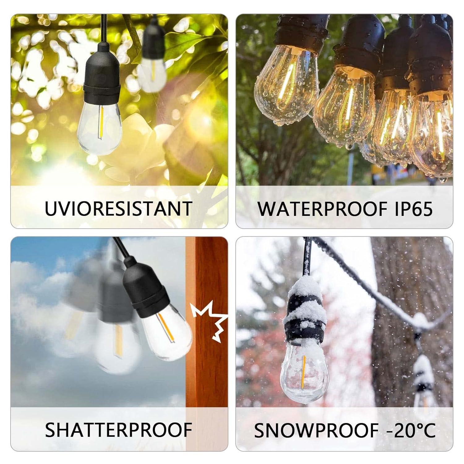 Svater Replacement Bulbs for Outdoor String Lights, 15 Pack S14 LED Bulbs for Patio, E26 Base 1W Bulb Equal to 11W Incandescent, Dimmable,Shatterproof 2700K Warm White