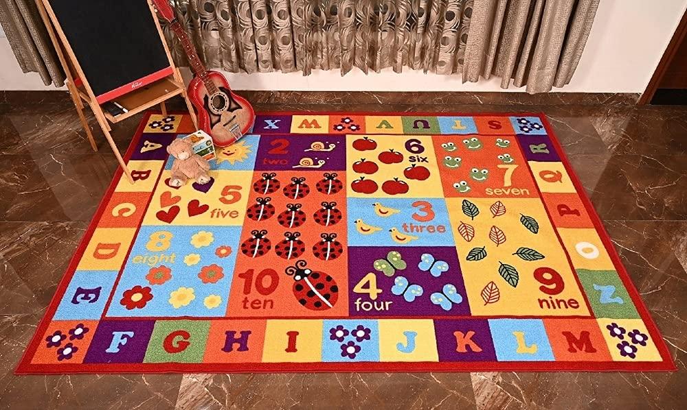 Furnish My Place 740 ABC With Numbers 6'6"x9'2" ABC Area Rug for Kids, Educational Alphabet Letter & Numbers, Anti-Skid Rubber Backing, Multicolor