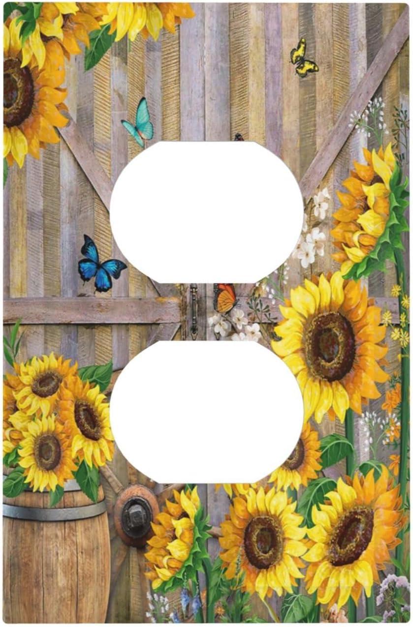 ZICANCN Outlet Covers Wall Plate, Sunflowers Nature Beige Background Light Switch Cover Decorative, Duplex Toggle Combo 1-Gang