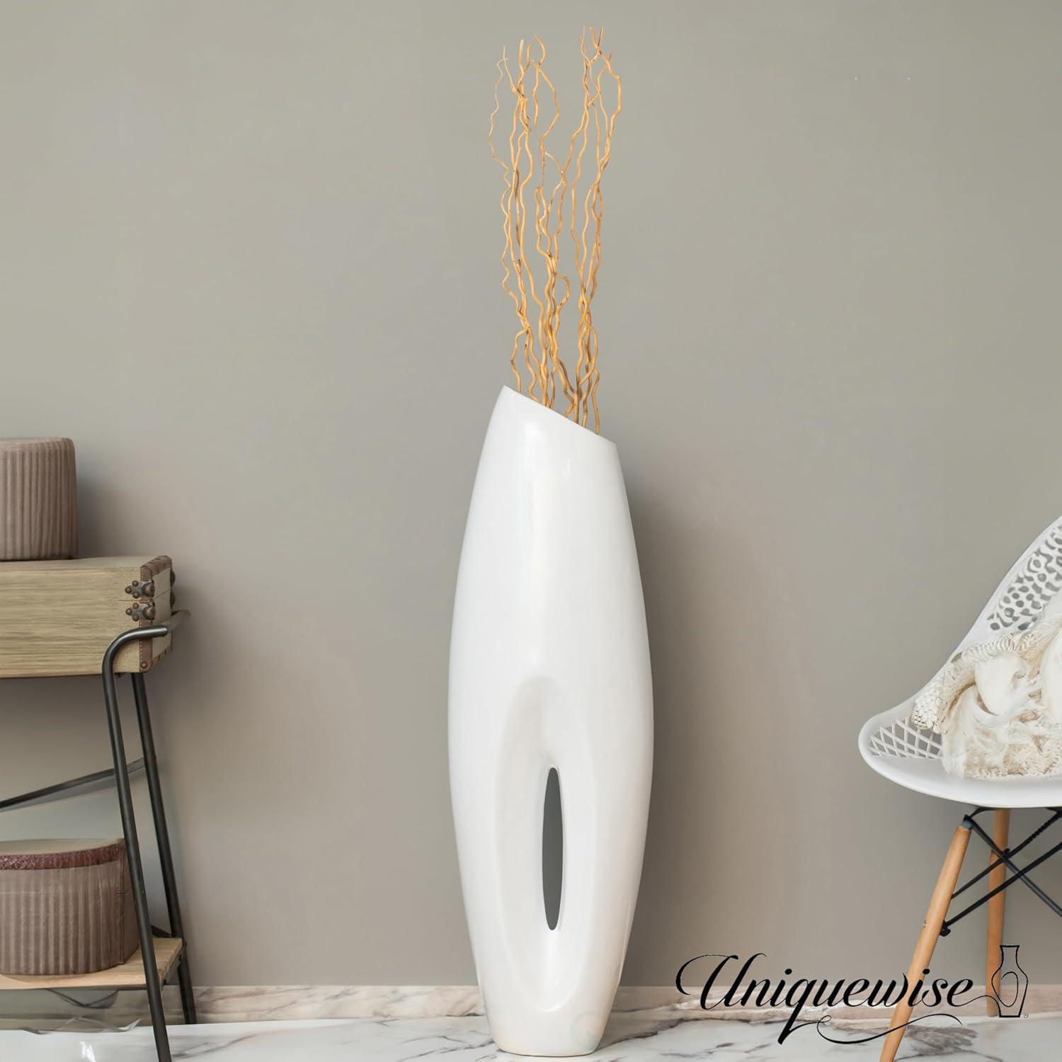 Uniquewise Tall Floor Vase, Modern White Large Floor Vase, 40-inch Vase, Decorative Lightweight Vase, Home Decor, Large