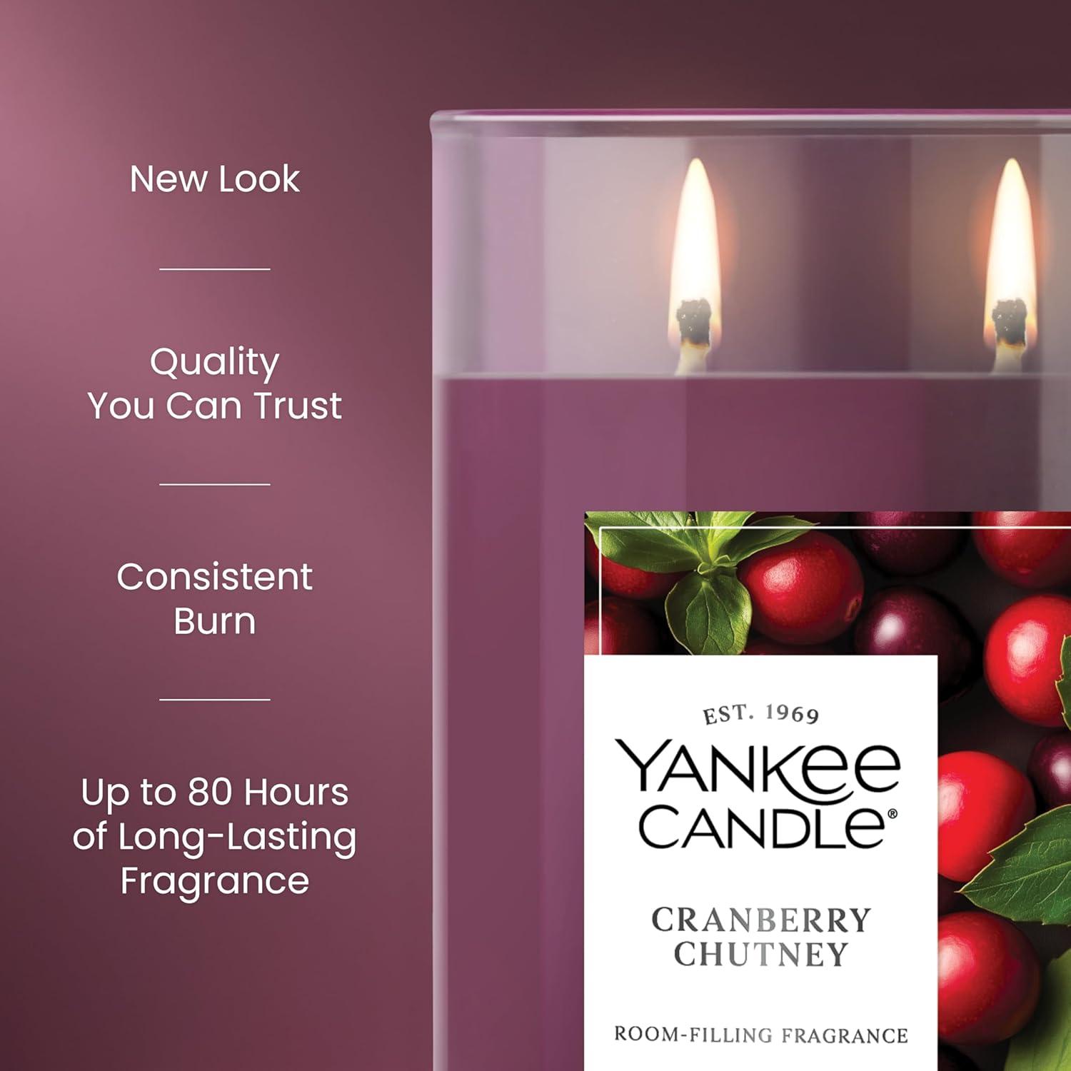 Yankee Candle Cranberry Chutney Scented, Signature 20oz Large Tumbler 2-Wick Candle, Over 60 Hours of Burn Time