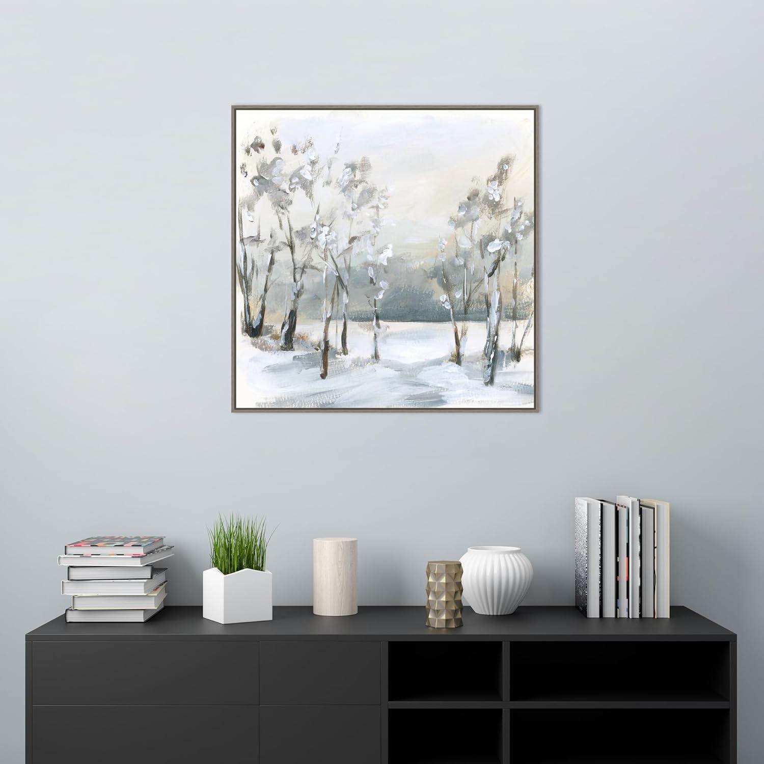 Amanti Art Snowy Winter Trees by Katrina Pete Canvas Wall Art Print Framed 30-in. x 30-in.
