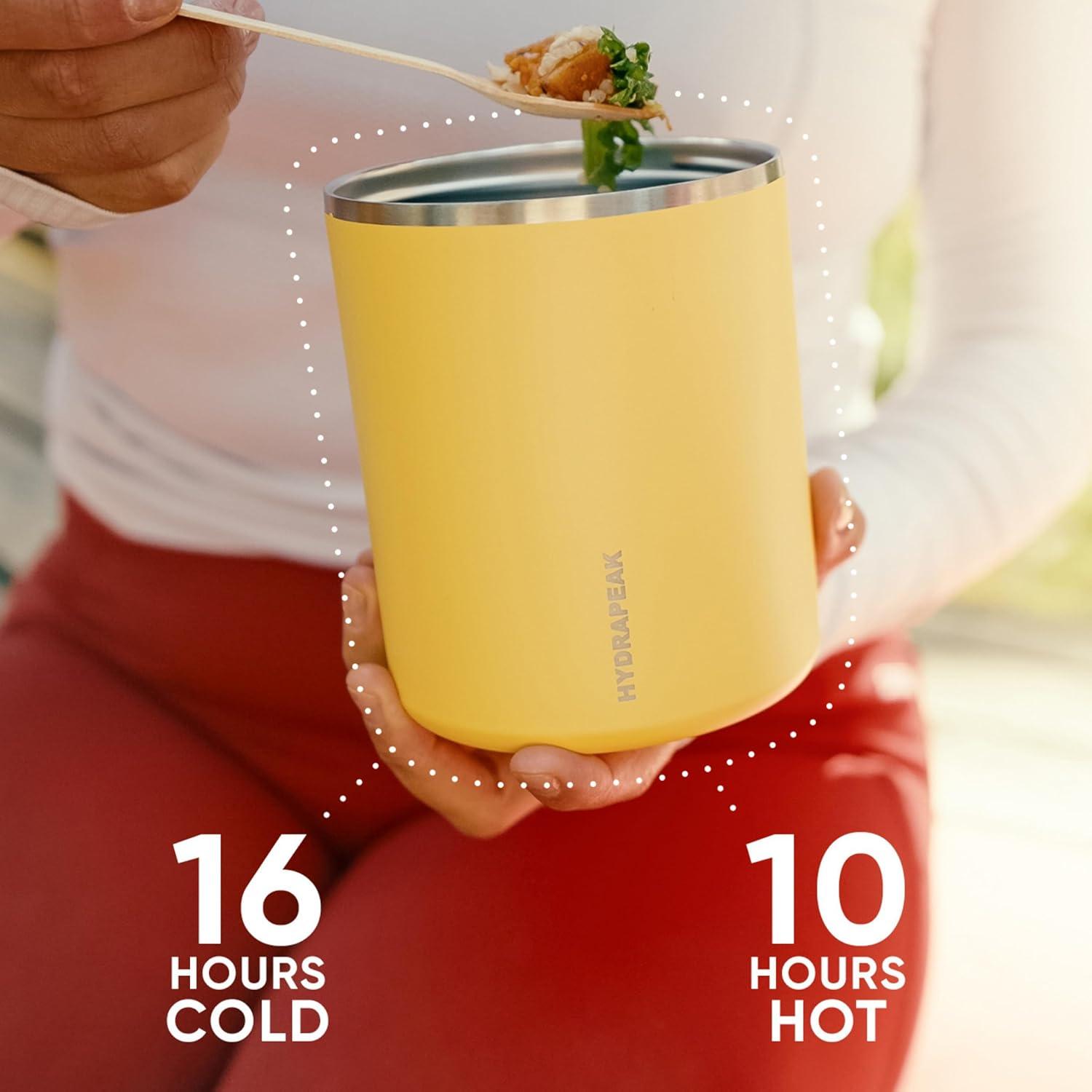 Hydrapeak 32 Oz Stainless Steel Vacuum Insulated Wide Mouth Leak-proof Thermos Food Jar For Hot And Cold, 10 Hours Hot 16 Hours Cold (Canary)