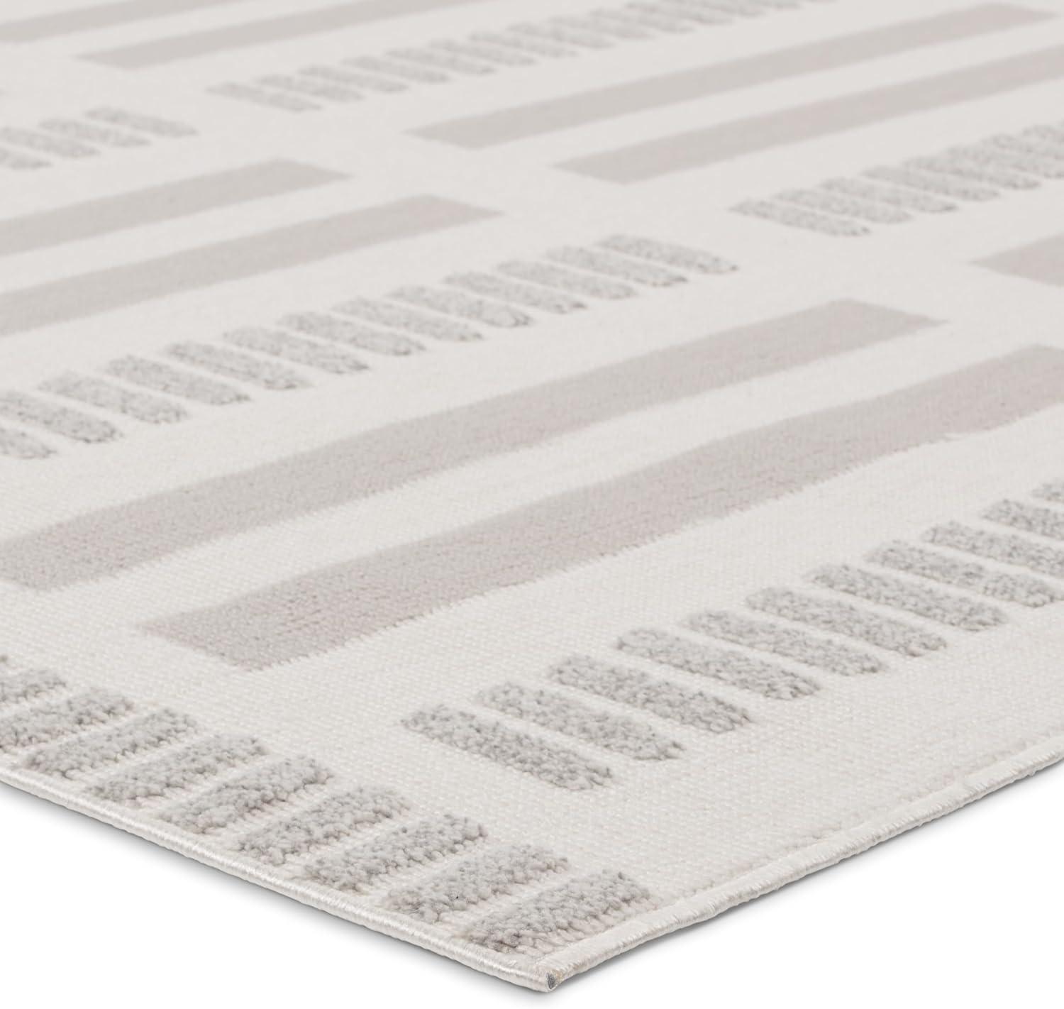 Gray and Cream Geometric 8' x 10' Synthetic Area Rug