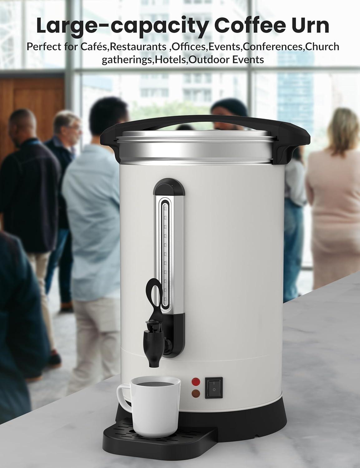 GarveeHome 100 Cups Coffee Urn,14L/3.8 Gallon Double Wall Commerical Coffee Maker for Buffet Catering Wedding Gathering,Large Capacity Hot Coffee Dispenser,Stainless Steel Hot Water Urn