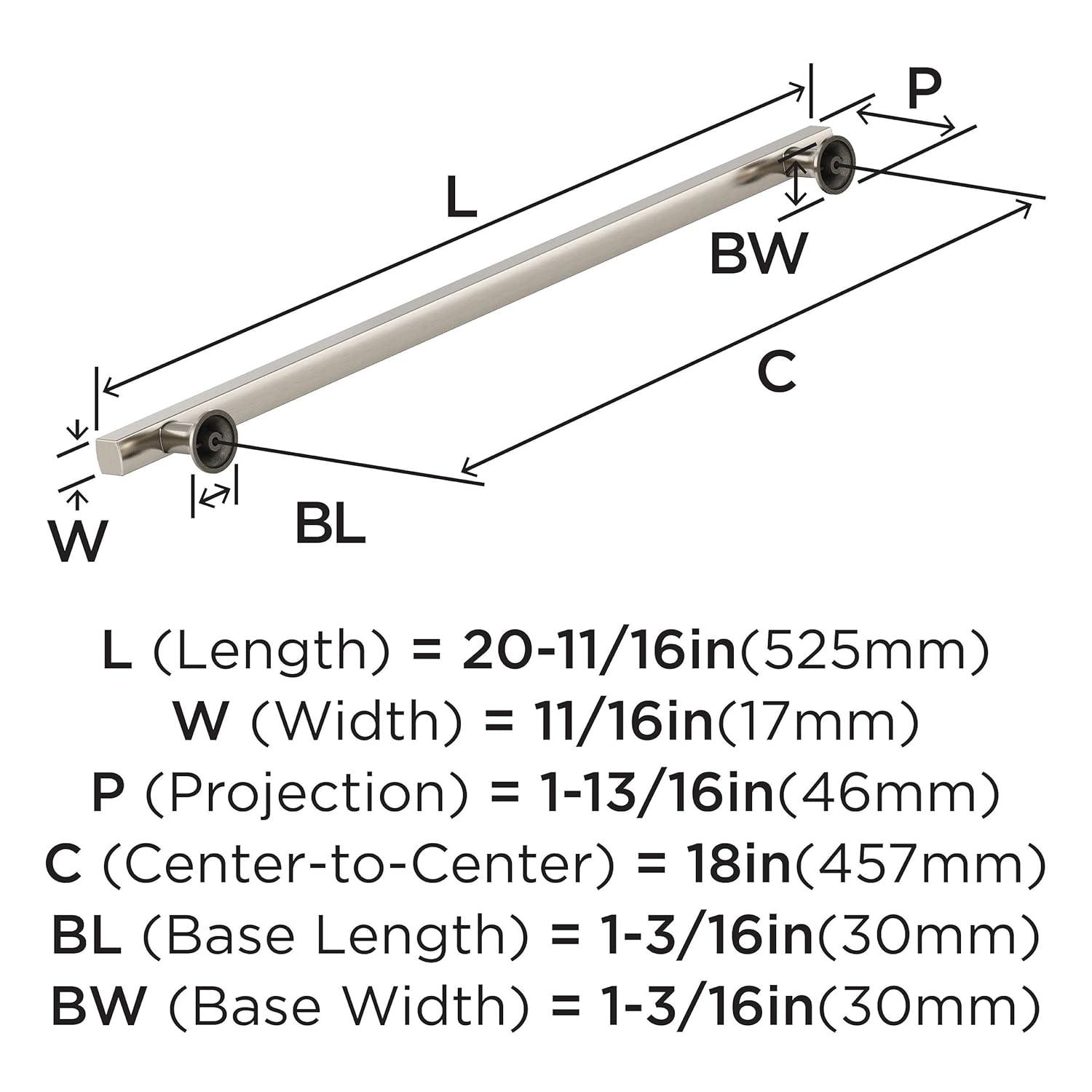 Amerock Everett 18 inch (457mm) Center-to-Center Satin Nickel Appliance Pull