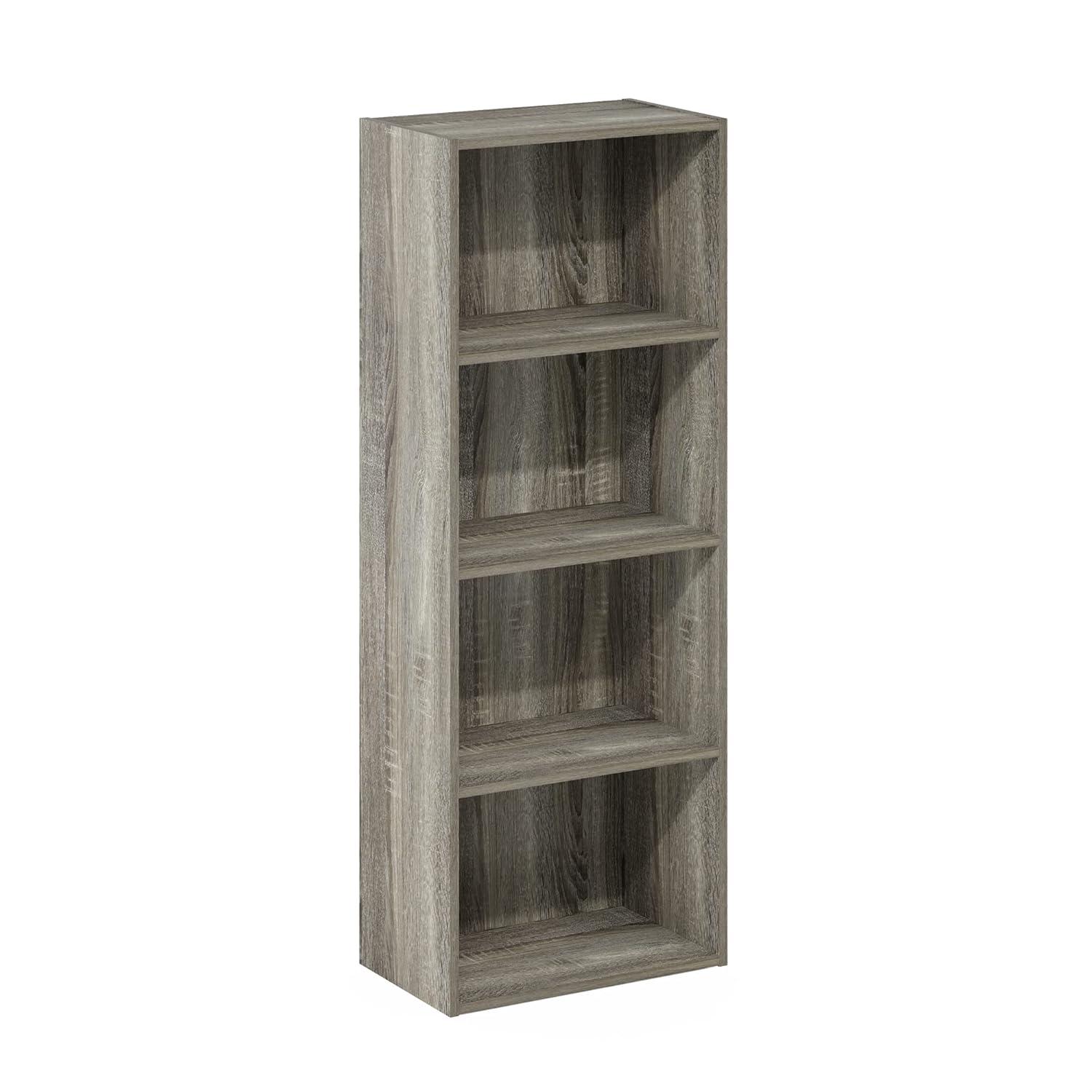 Furinno 4-Tier Open Bookcase 4-Cube Display Cabinet Floor Standing Storage Shelves Bookcase,French Oak