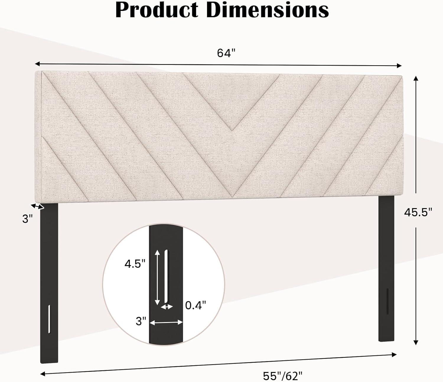 Kepooman Headboard, Linen Upholstered Headboard for Full and Queen Size Bed Frames-Beige