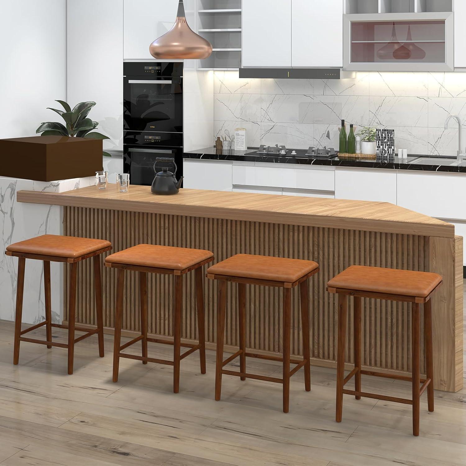 Kadyn Bar Stools, Barstools, Counter Stools, Island Stools, Bar Chairs,Set of 2 25.5 Inch Barstools with Removable Cushion and Footrest