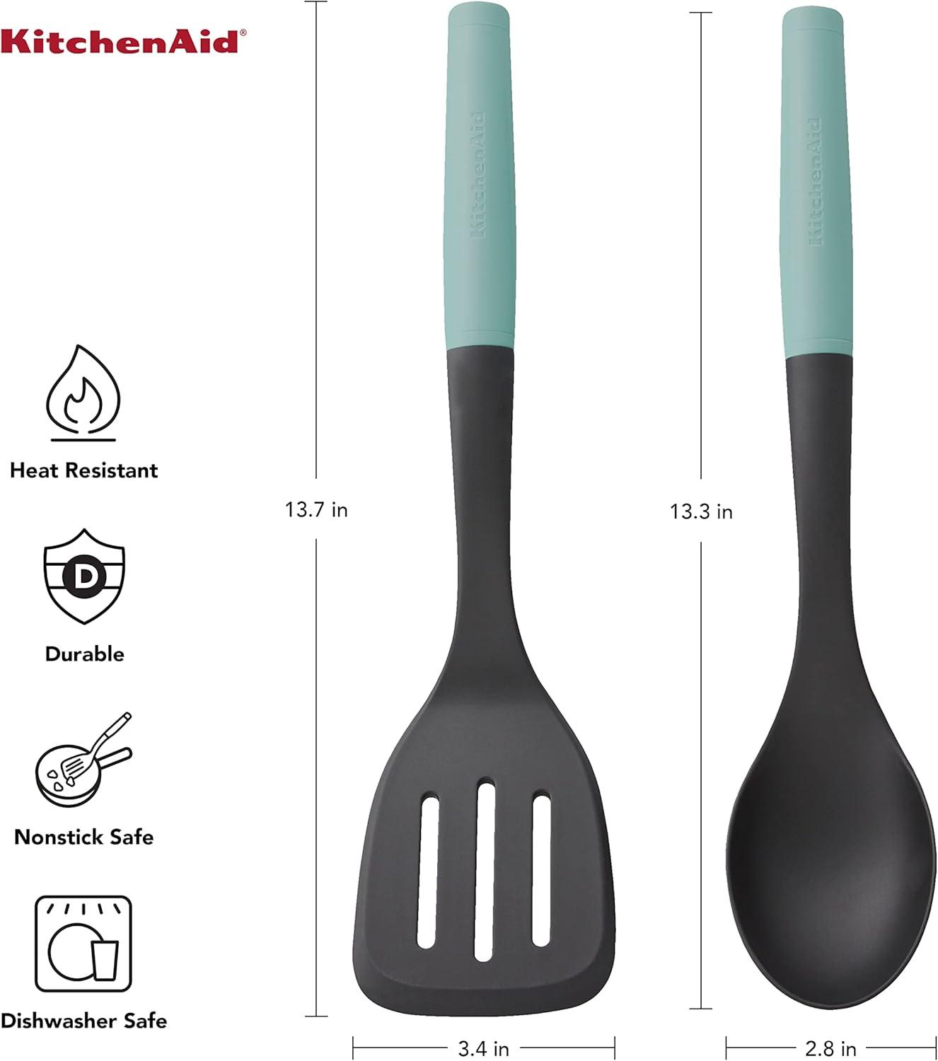 Aqua and Black Nylon Spoon and Turner Set