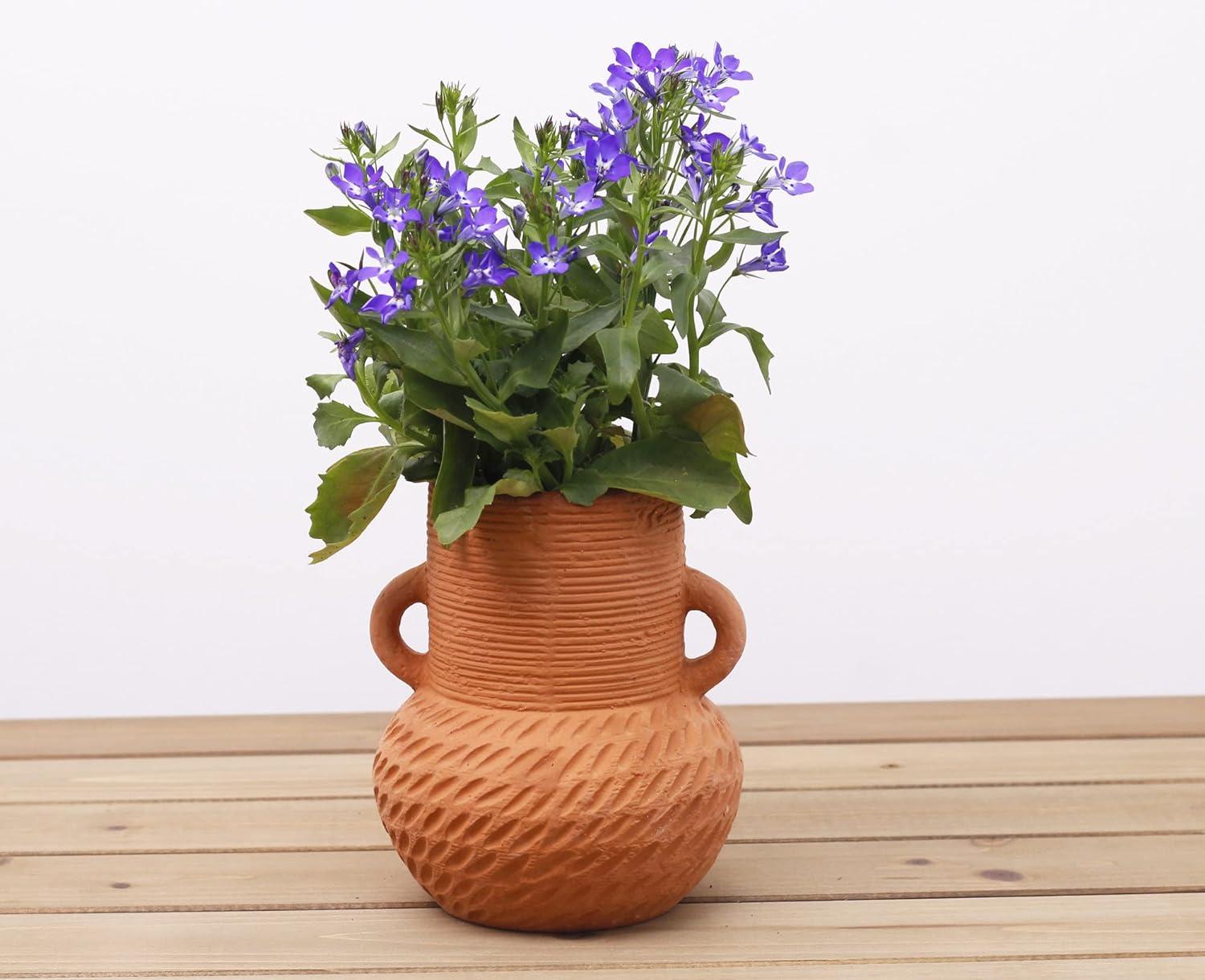 Terracotta Ceramic Vase Set with Handles for Flower Arrangements