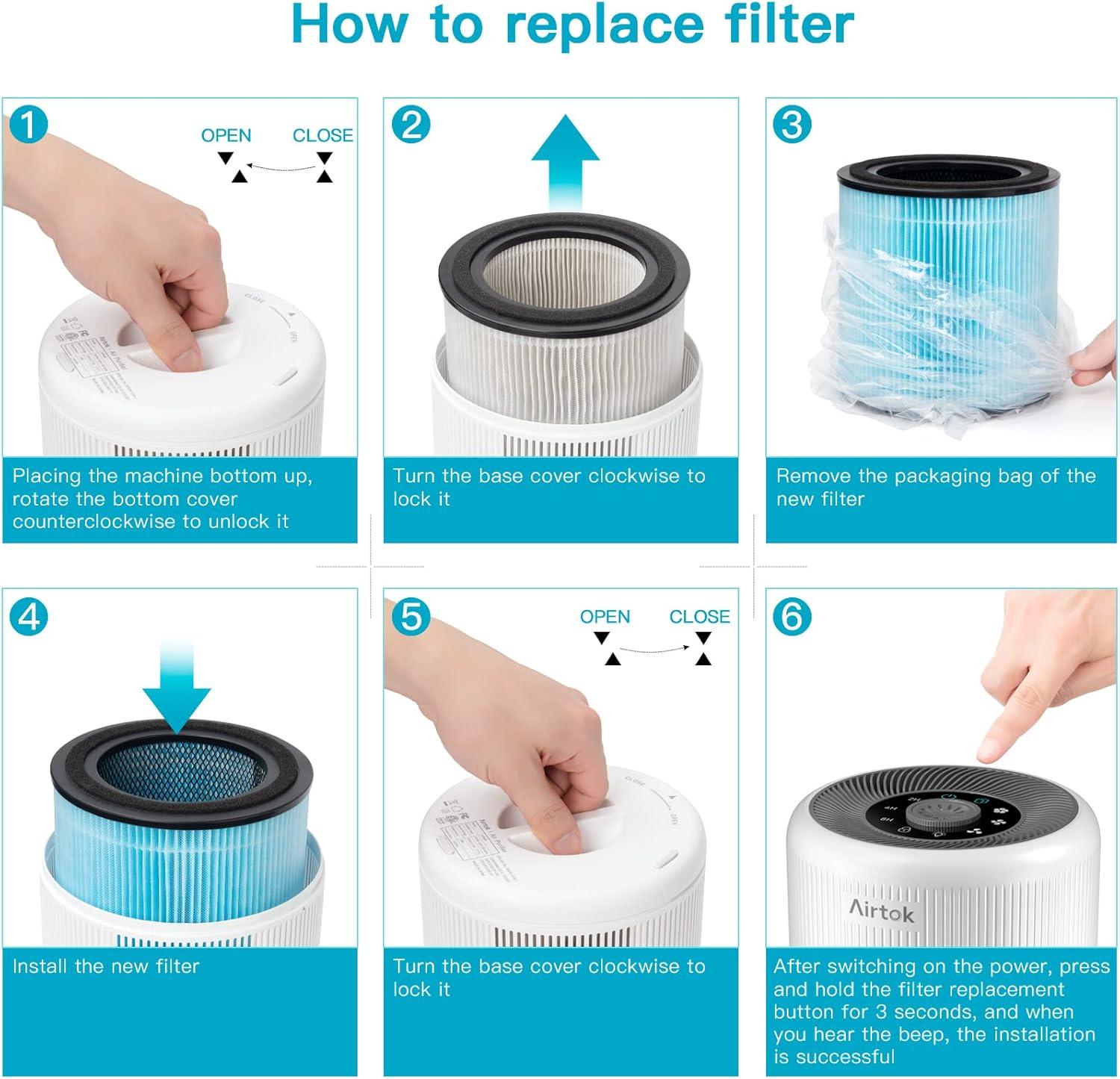 High-Efficiency Blue Air Purifier Replacement Filters, 4-Pack