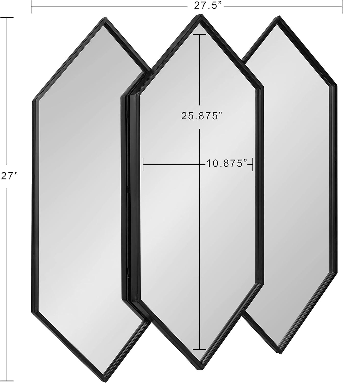 28" x 27" Diaz Framed Wall Mirror Black - Kate & Laurel All Things Decor: Hexagonal, Modern Design, No Assembly Required