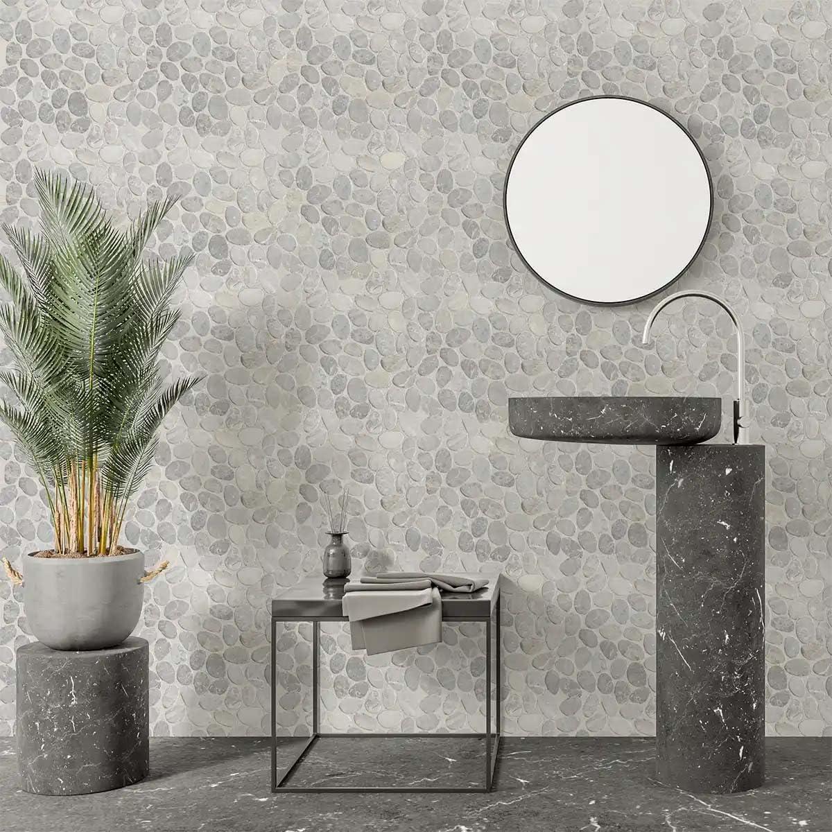 Hawaii 12" x 12" Natural Stone Pebbles Mosaic Wall & Floor Tile