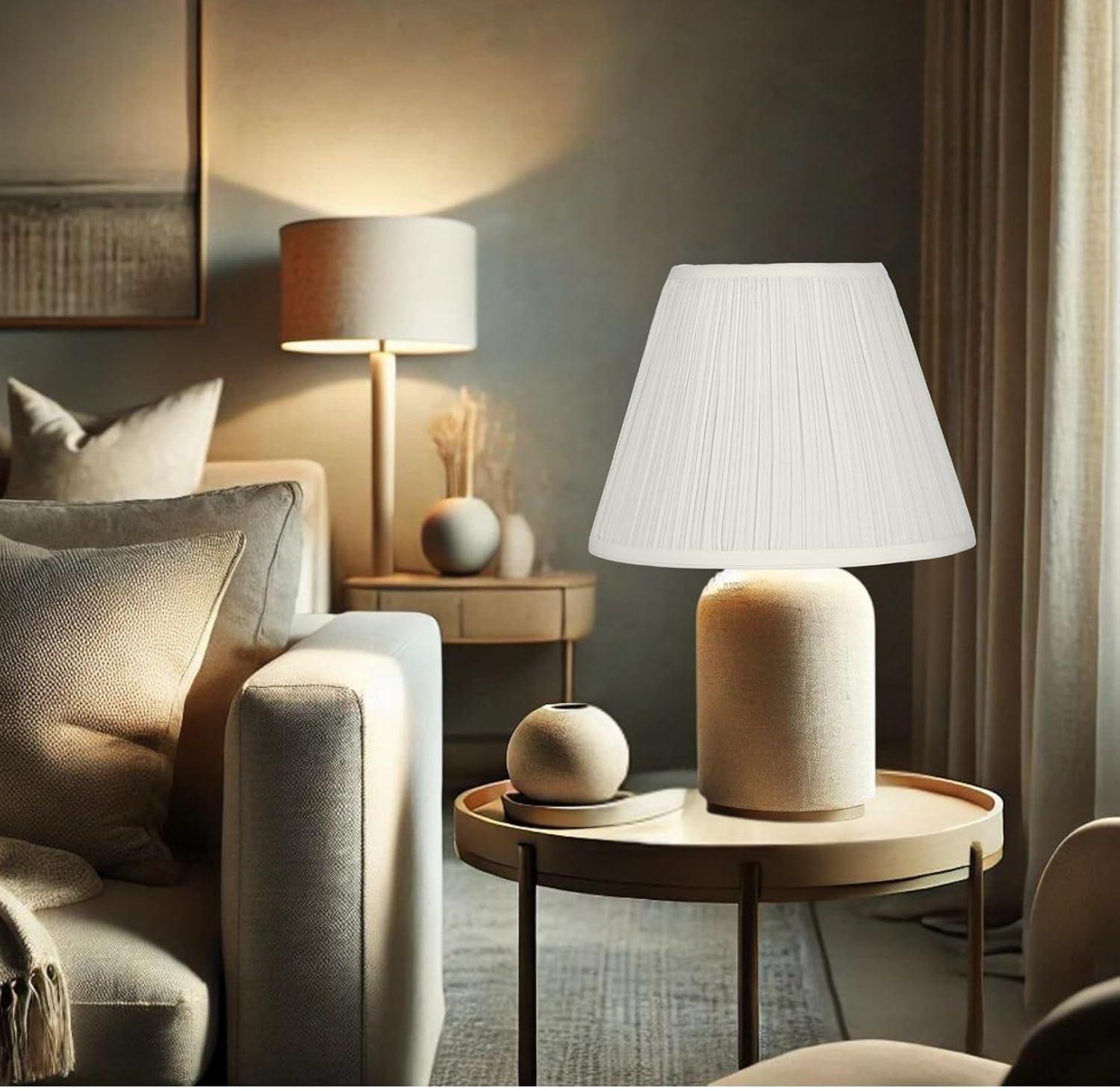 White Pleated Lamp Shade 7" x 13" x 10" Tall