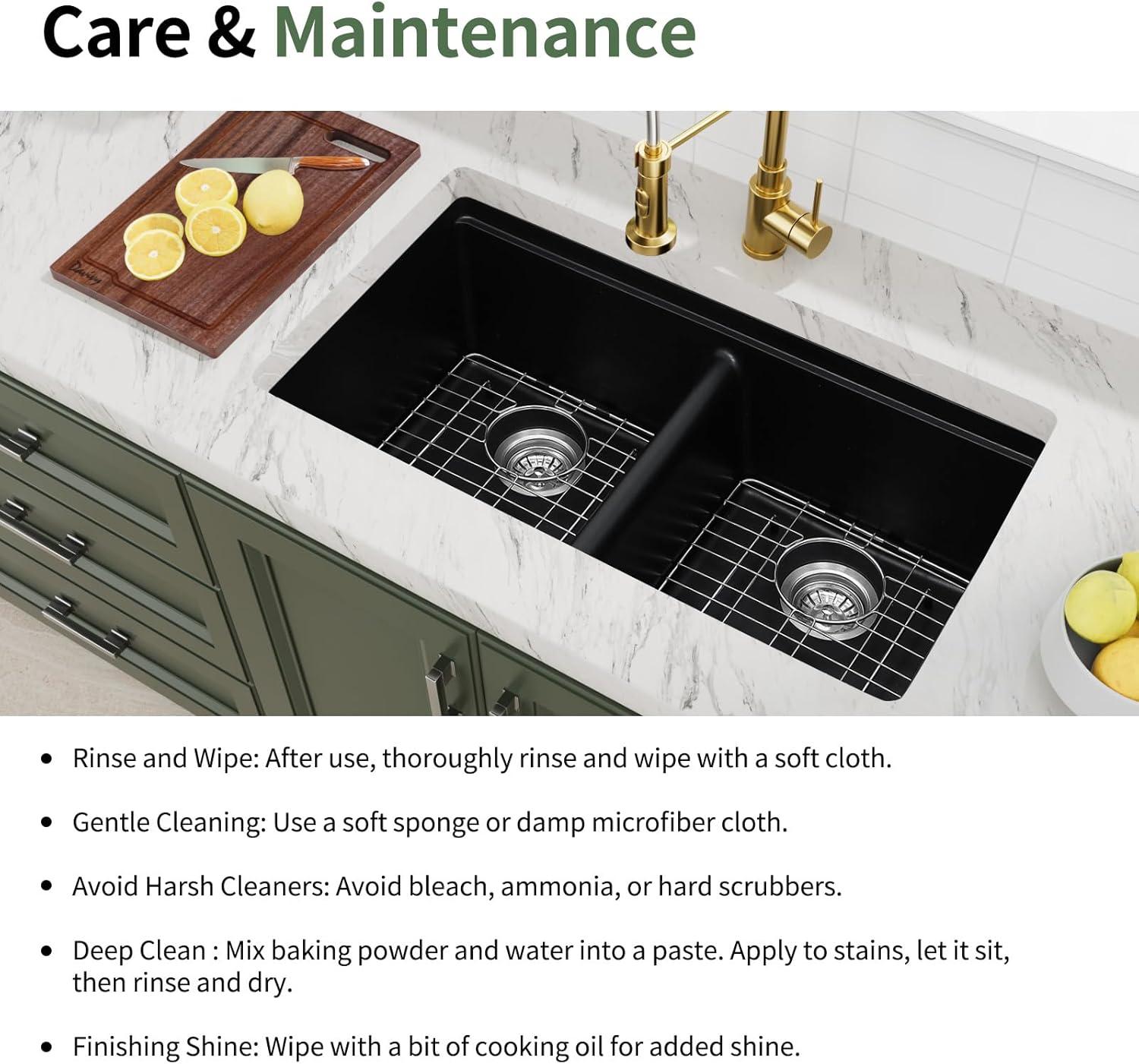 Davivy 33 Inch Black Granite Composite Kitchen Sink Workstation, 33 X 22 Quartz Composite Dual Mount Sink, Matte Black Composite Single Bowl Sink