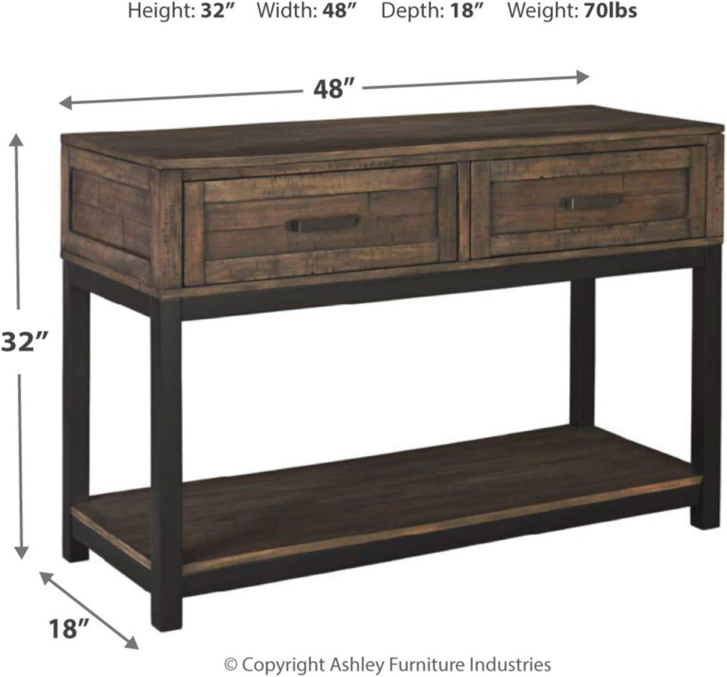 Signature Design by Ashley Johurst 2 Drawer Sofa/Console Table, Grayish Brown