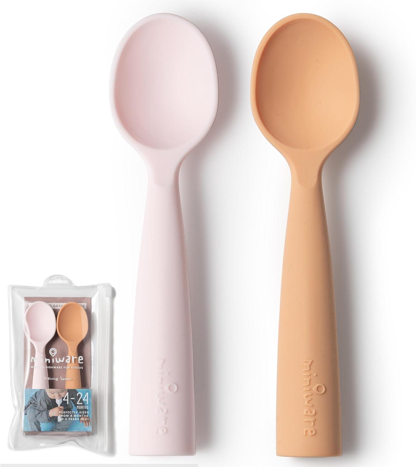 Cotton Candy and Toffee Silicone Baby Training Spoon Set