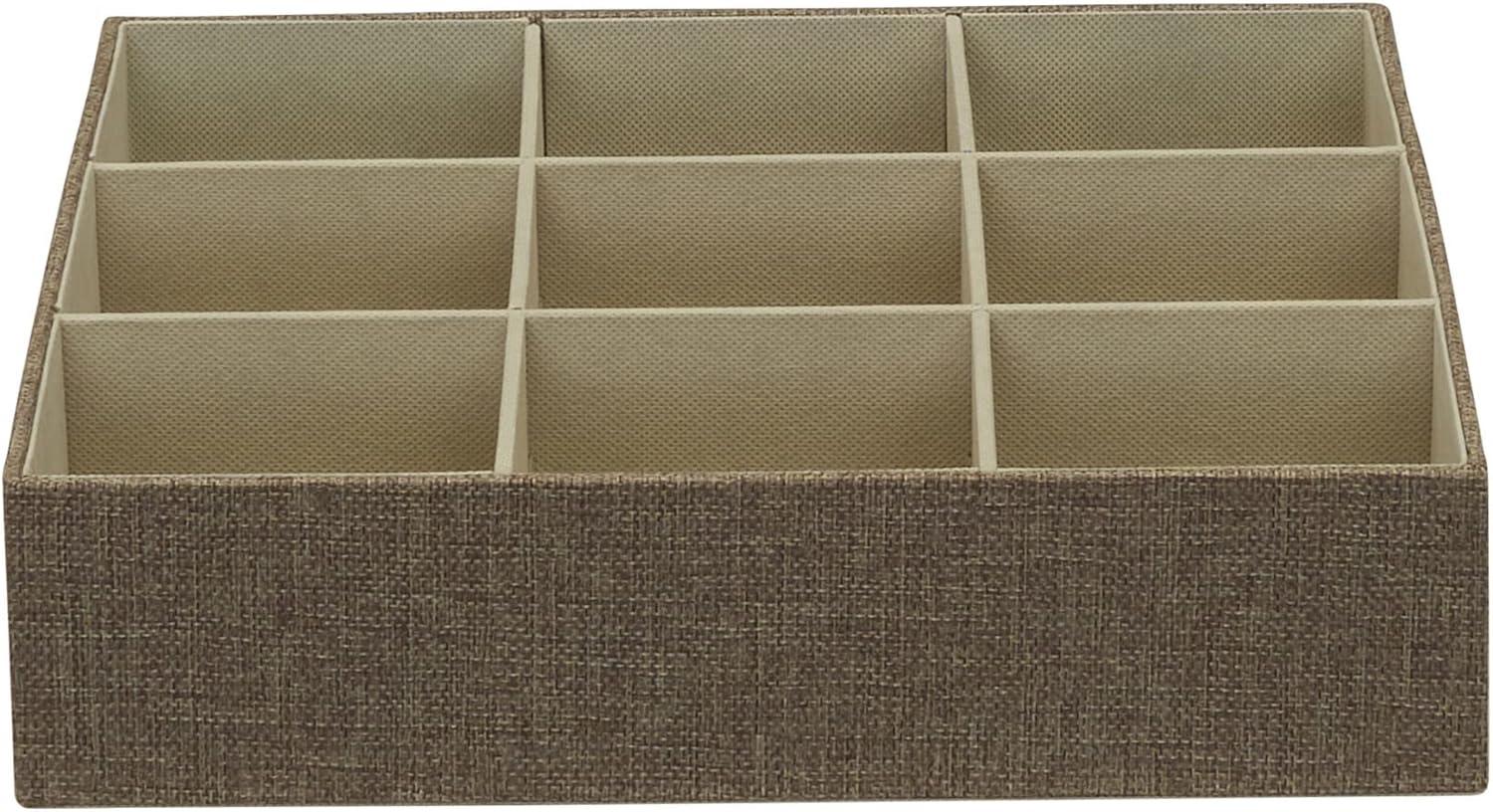 Household Essentials 3pc Drawer Organizer Set Latte Linen: Stackable Storage Boxes, Hard Sided, Light Brown, 12.6"x12.6"