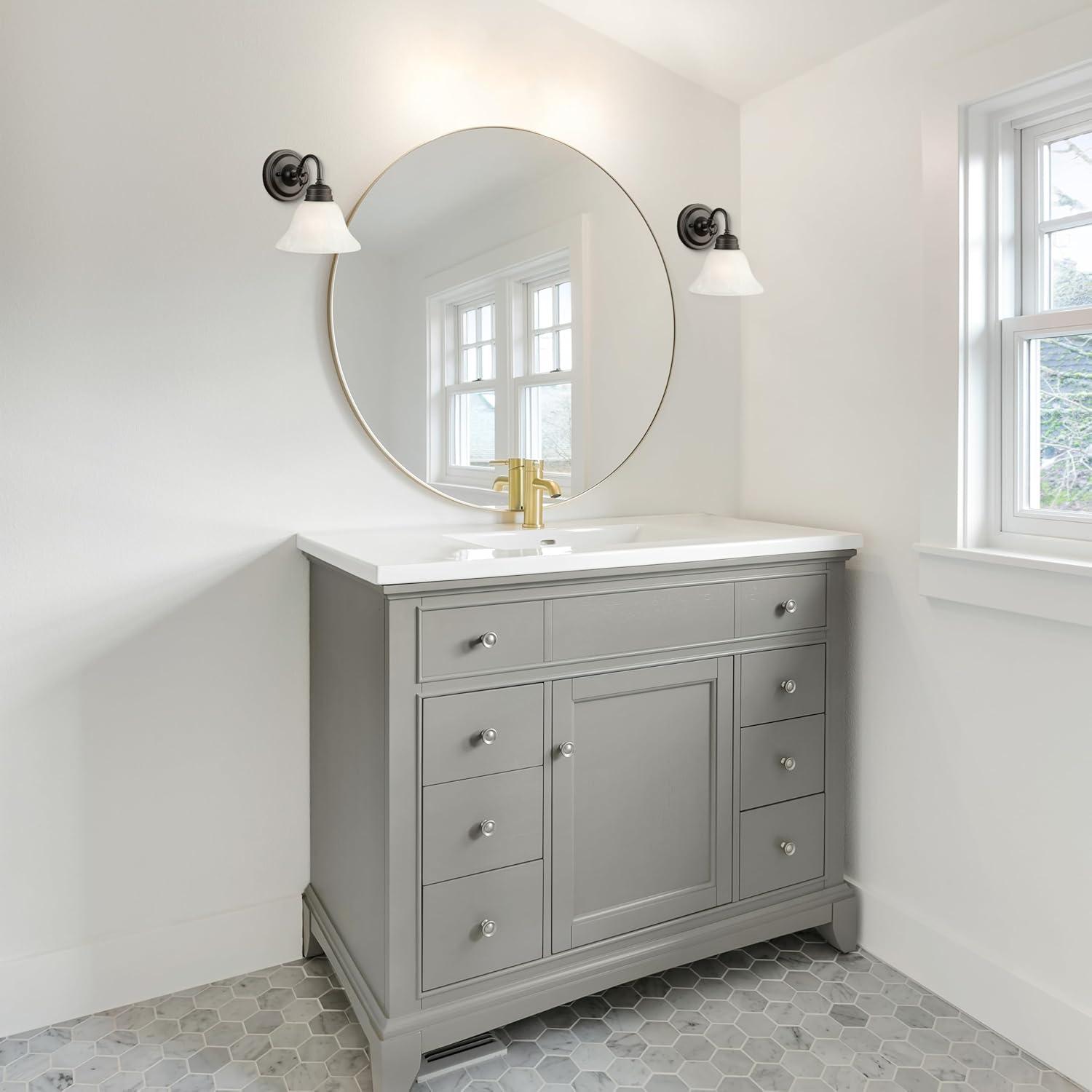 Design House Millbridge Traditional 1-Light Dimmable Wall Light w/ Alabaster Glass in Oil Rubbed Bronze