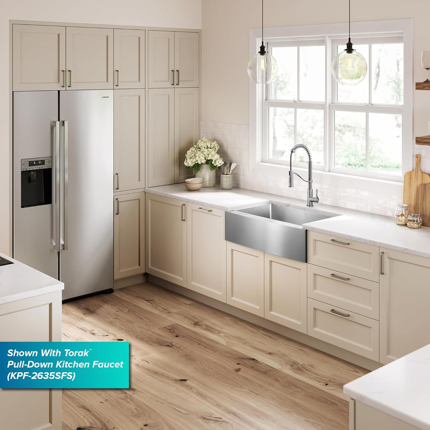 LUKX Farmhouse Single Bowl Stainless Steel Kitchen Sink HU3322S