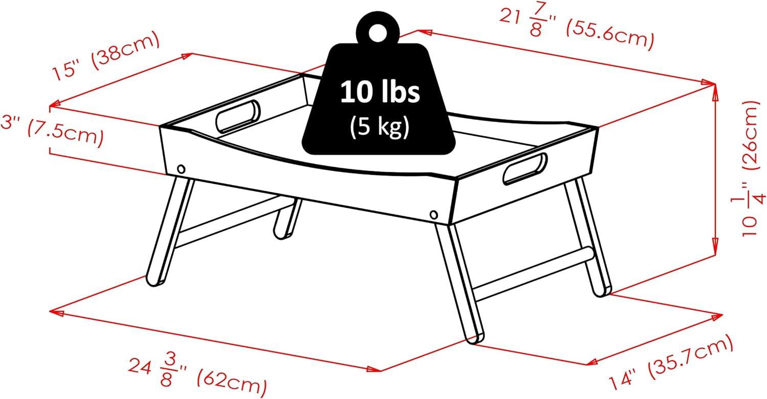 Espresso Finish Folding Bed Tray with Curved Top