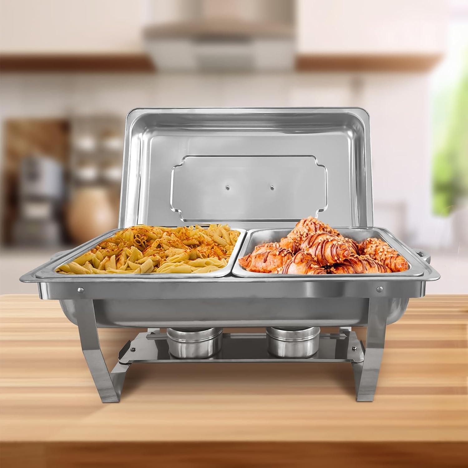 The Party Aisle™ Chafing Dishes For Buffet 4 Pack, 8 Qt Stainless Steel Chafers And Buffet Warmers Sets With Lid, Rectangle Serving Food Warmer Catering Supplies Buffet Display For Parties
